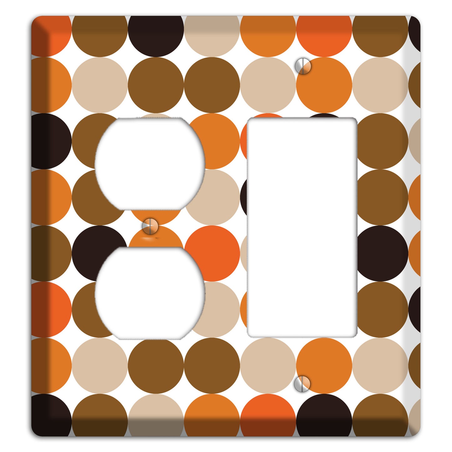 Orange Brown Black Beige Tiled Dots Duplex / Rocker Wallplate