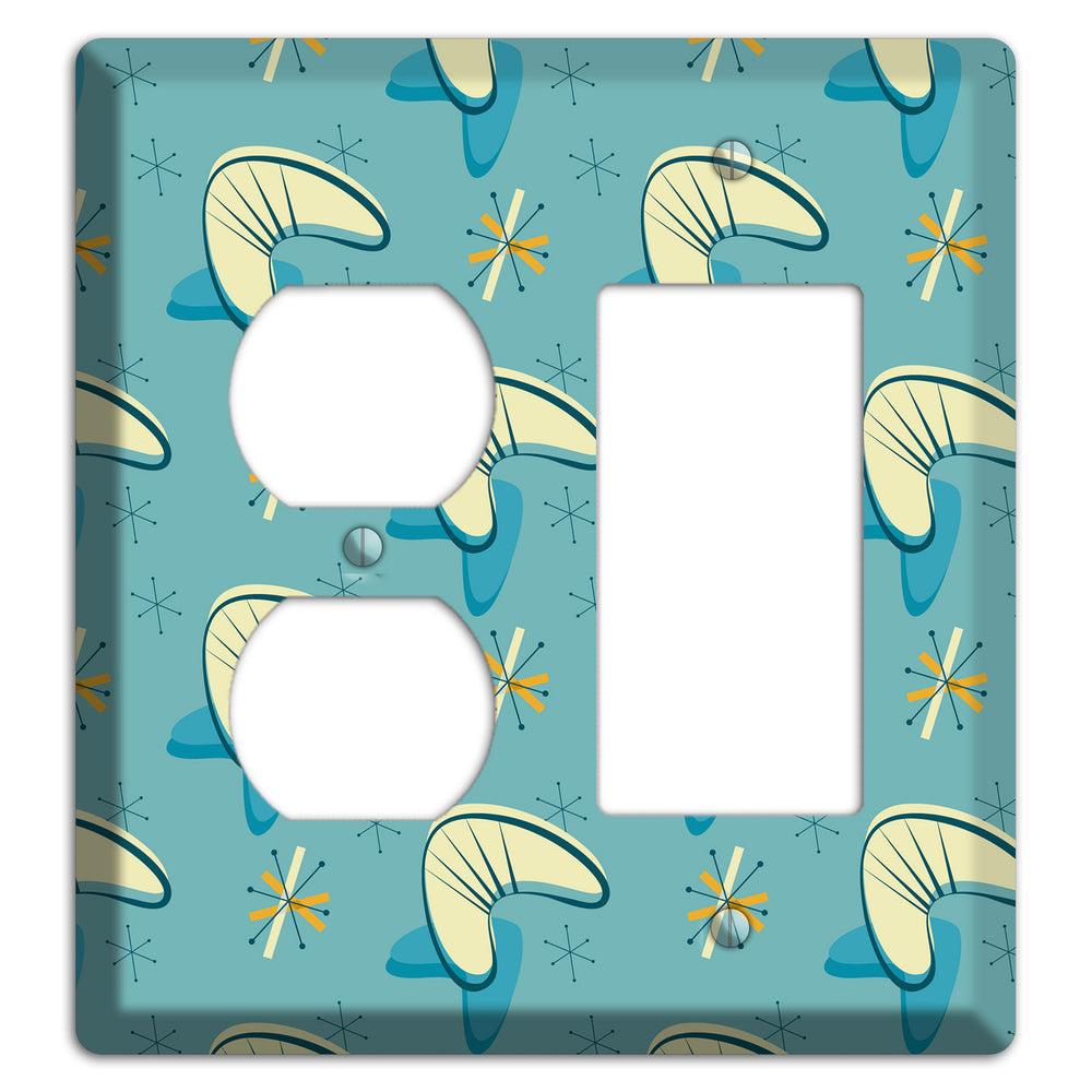 Yellow and Blue Boomerang Duplex / Rocker Wallplate