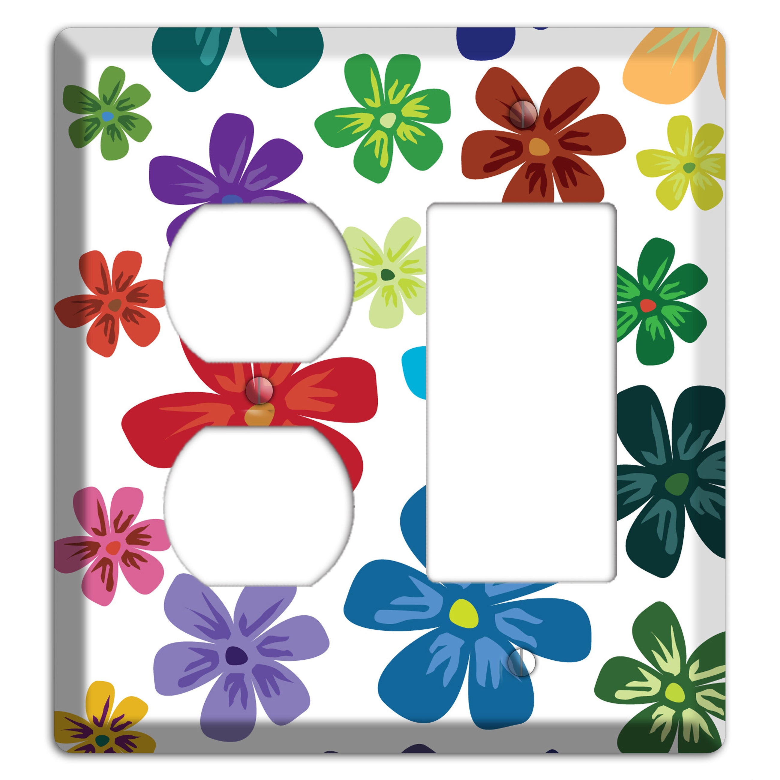White Flowers Duplex / Rocker Wallplate