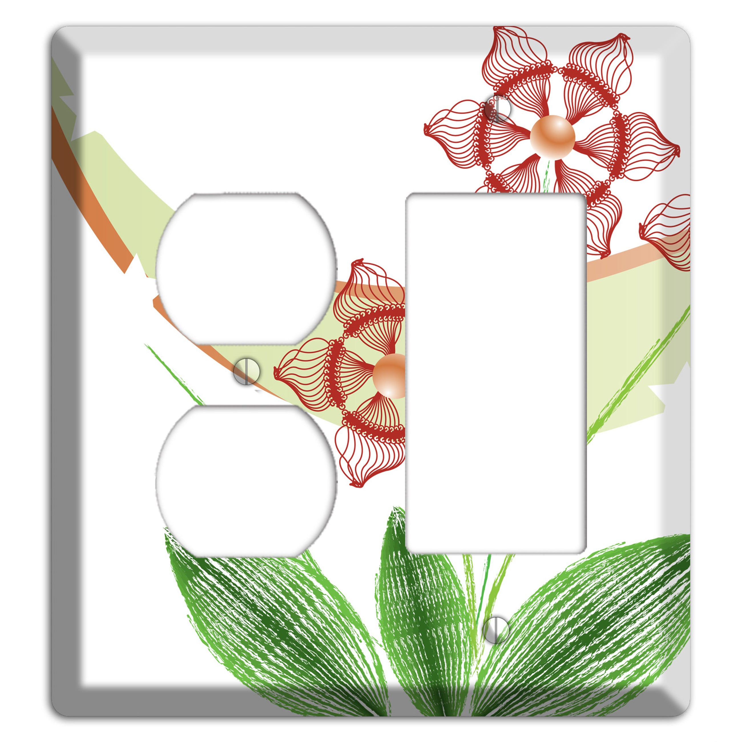Green Abstract Flowers Duplex / Rocker Wallplate