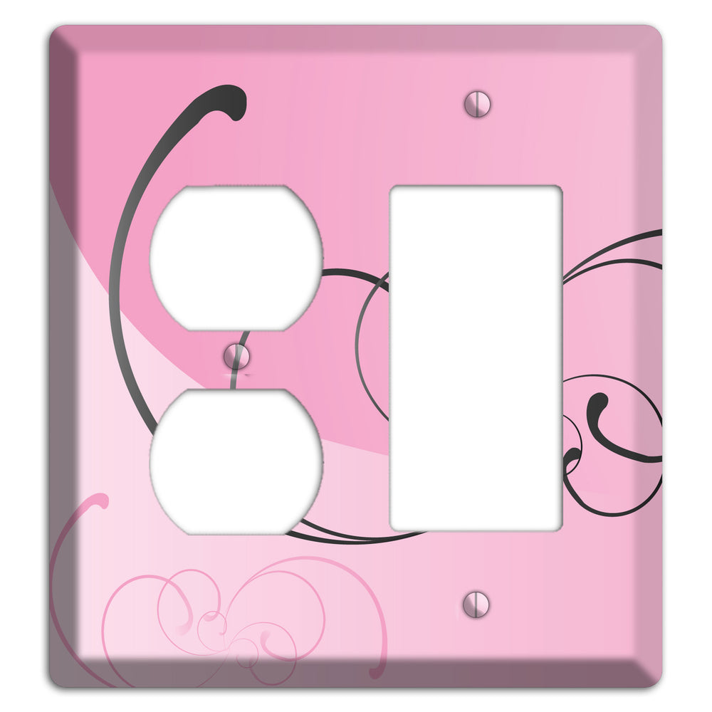 Pink Swoop Duplex / Rocker Wallplate