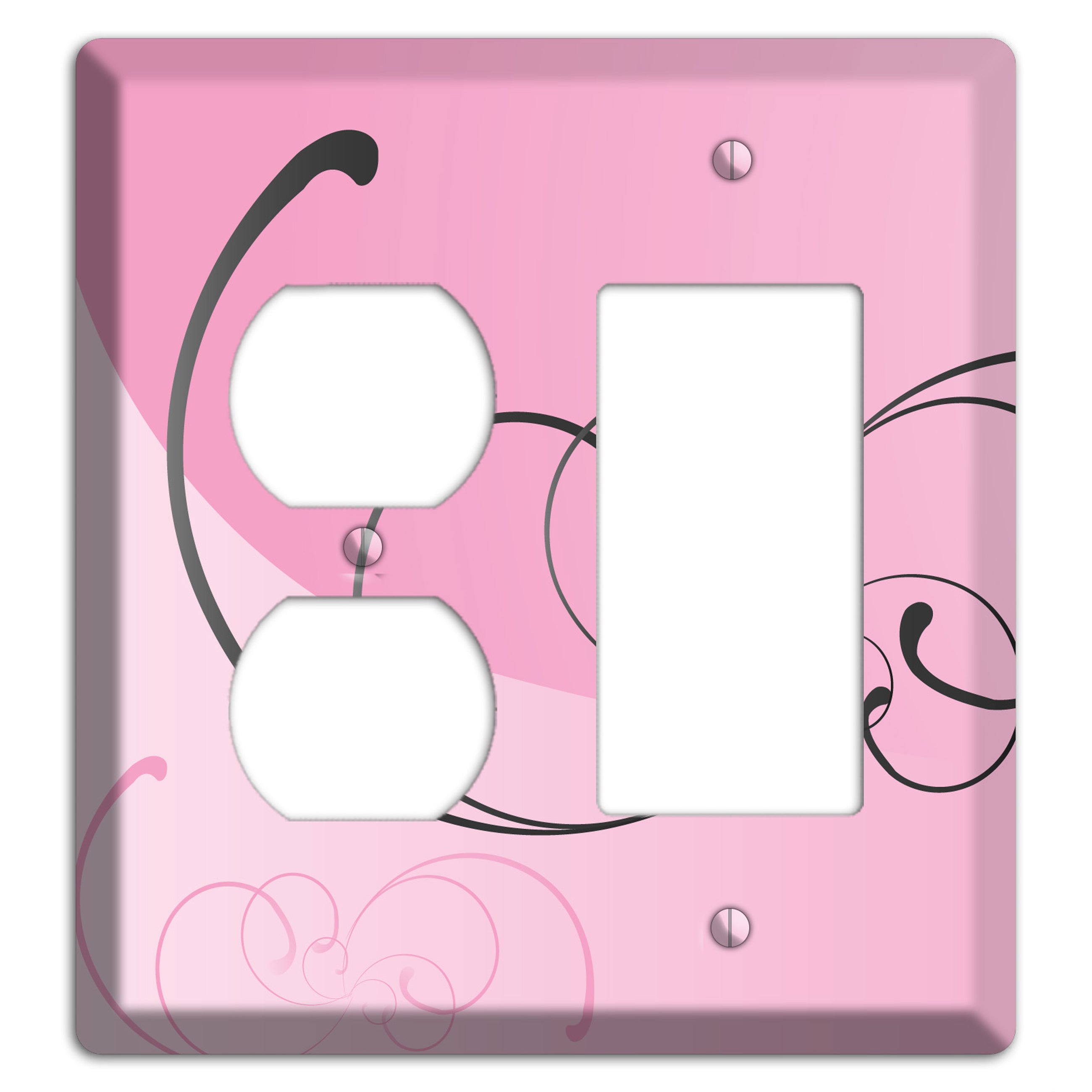 Pink Swoop Duplex / Rocker Wallplate