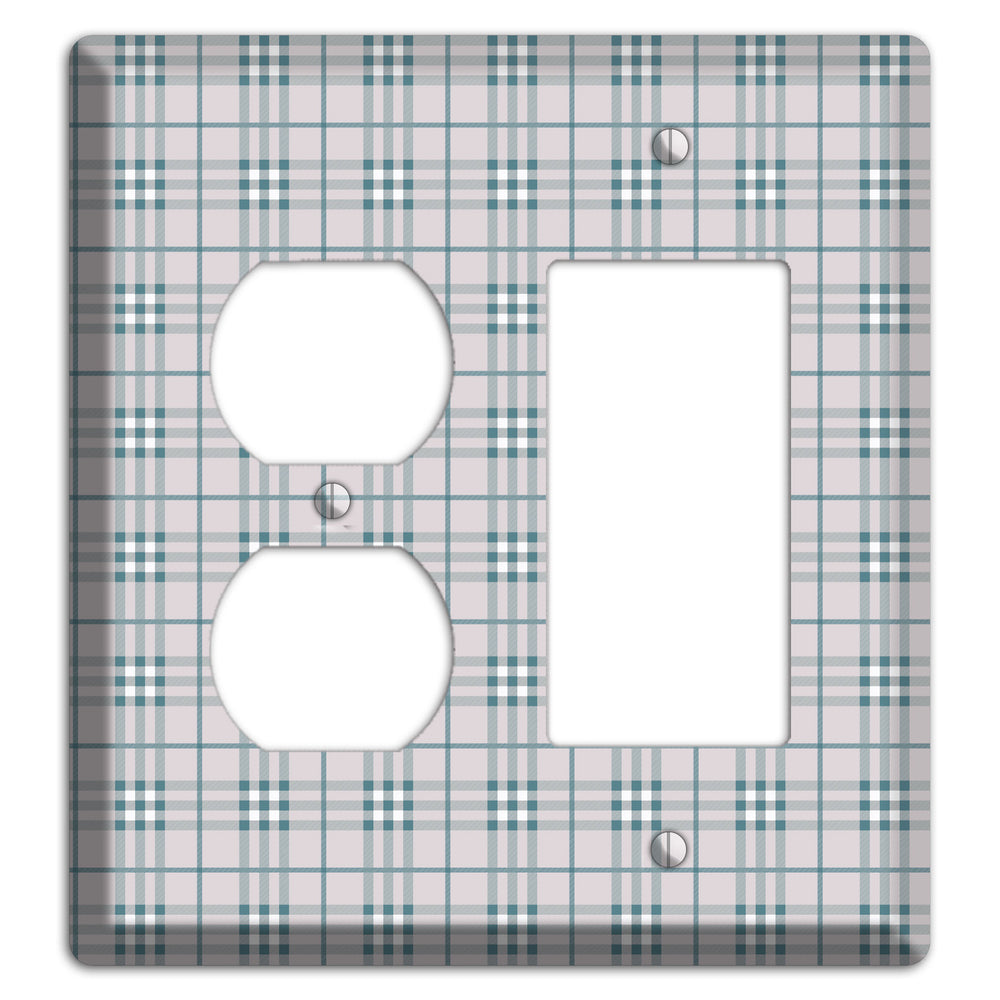 Multi Grey Plaid Duplex / Rocker Wallplate
