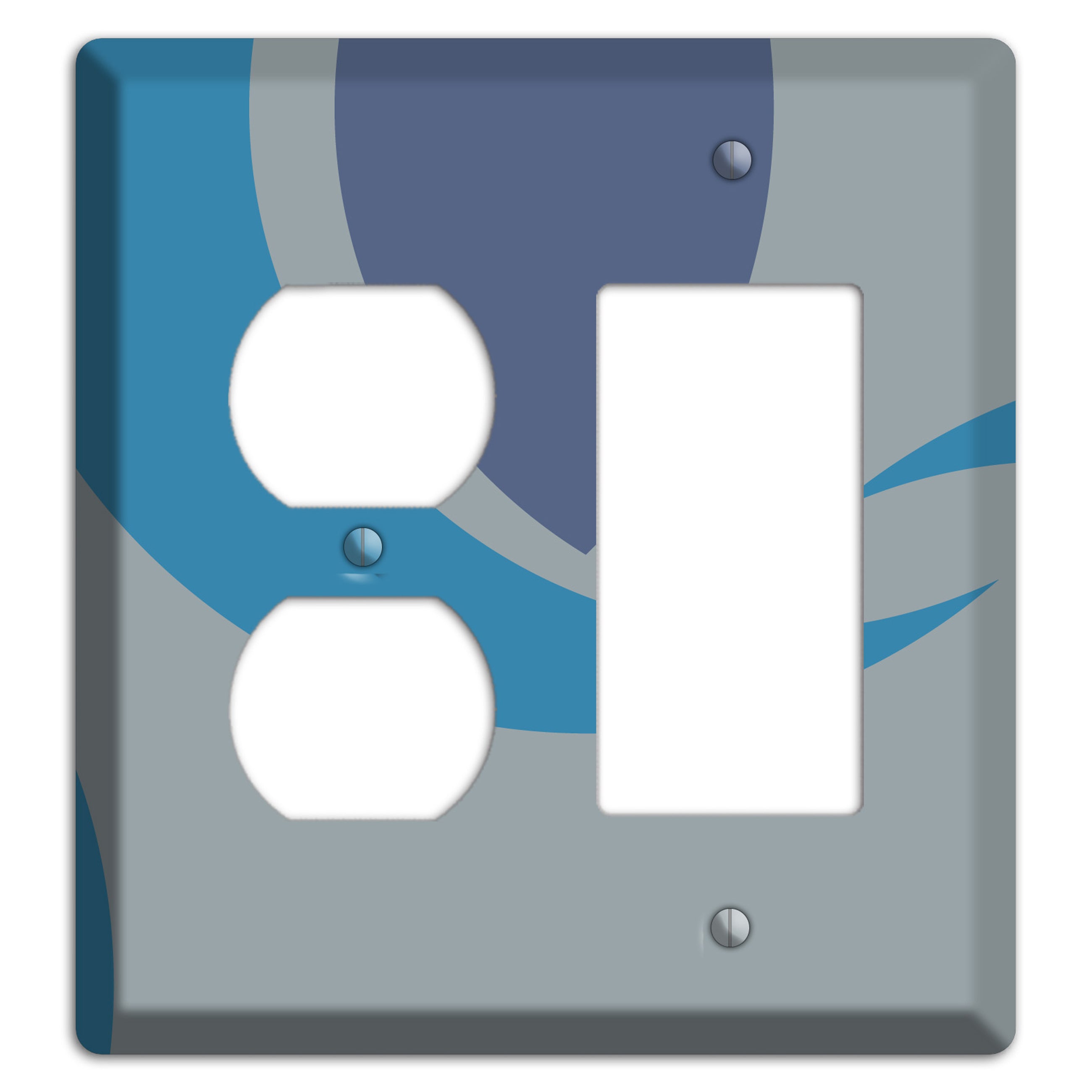 Grey and Blue Abstract Duplex / Rocker Wallplate
