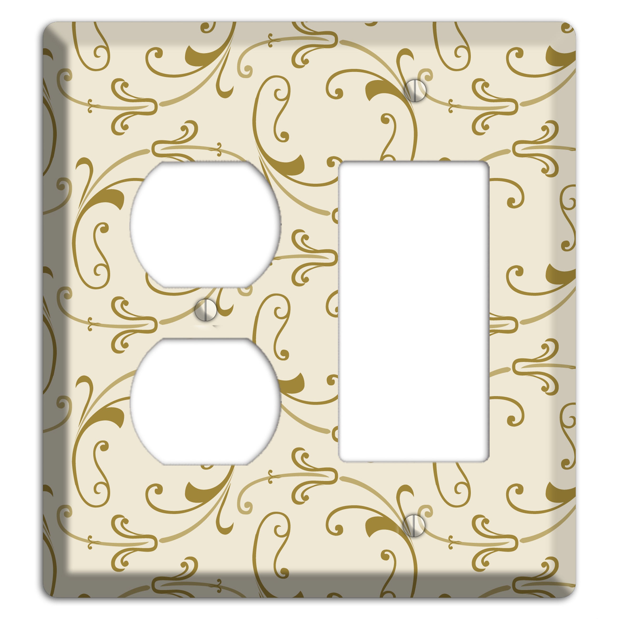 Off White with Gold Victorian Sprig Duplex / Rocker Wallplate