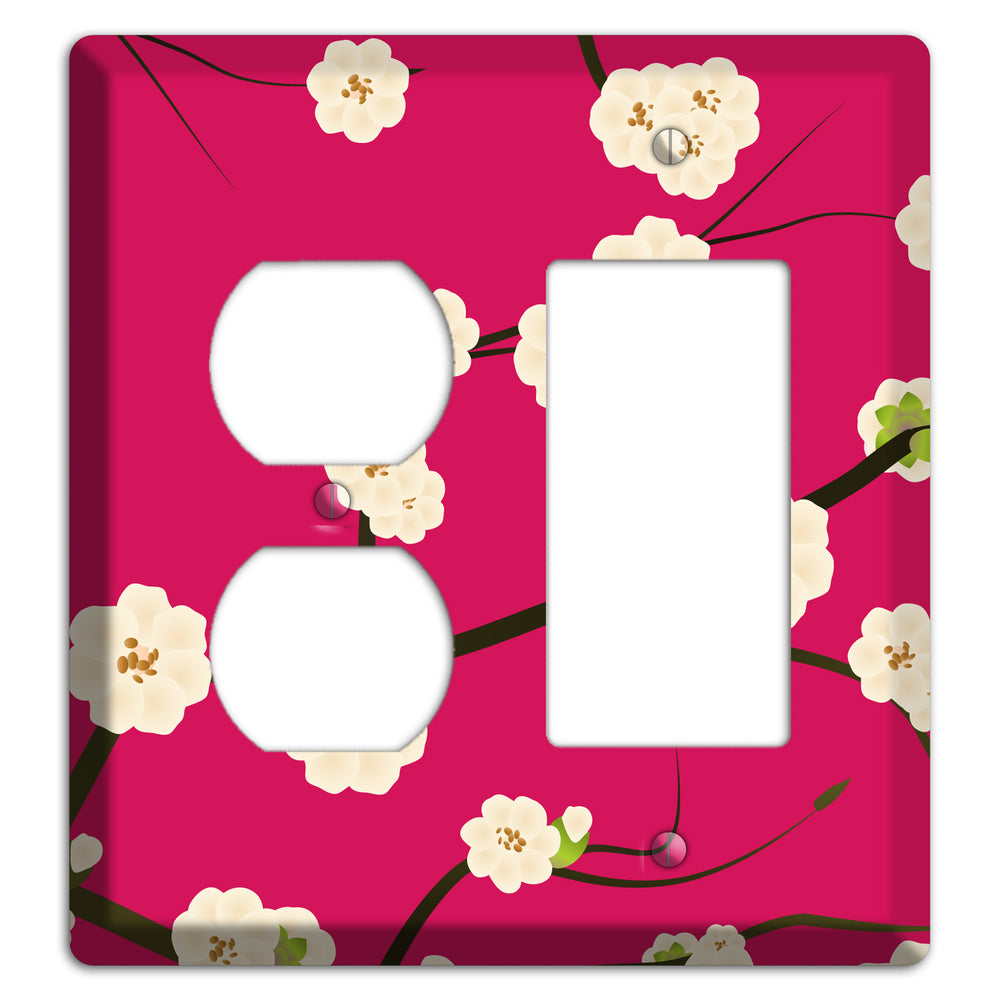 Red Cherry Bloosoms Duplex / Rocker Wallplate