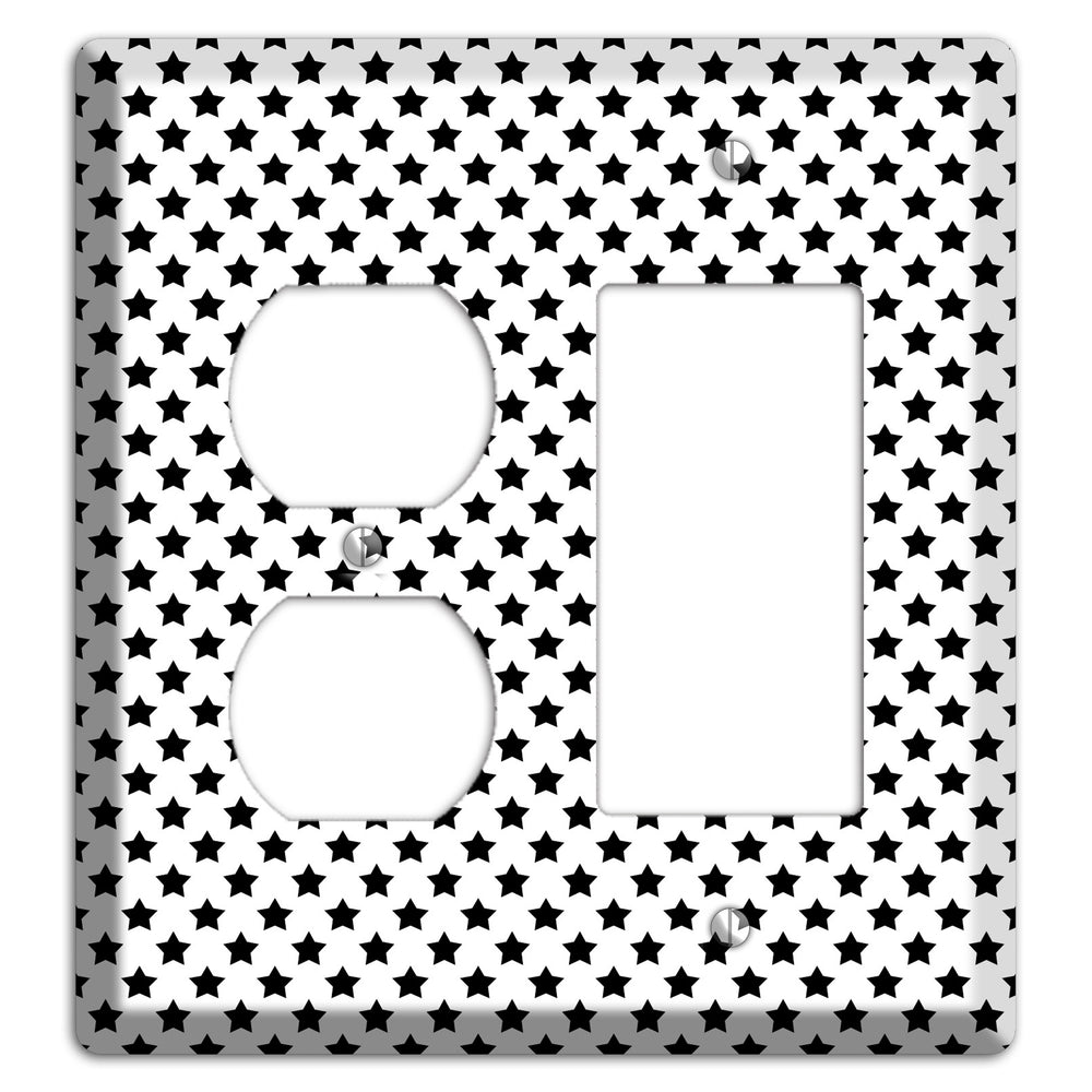 White with Black Stars Duplex / Rocker Wallplate