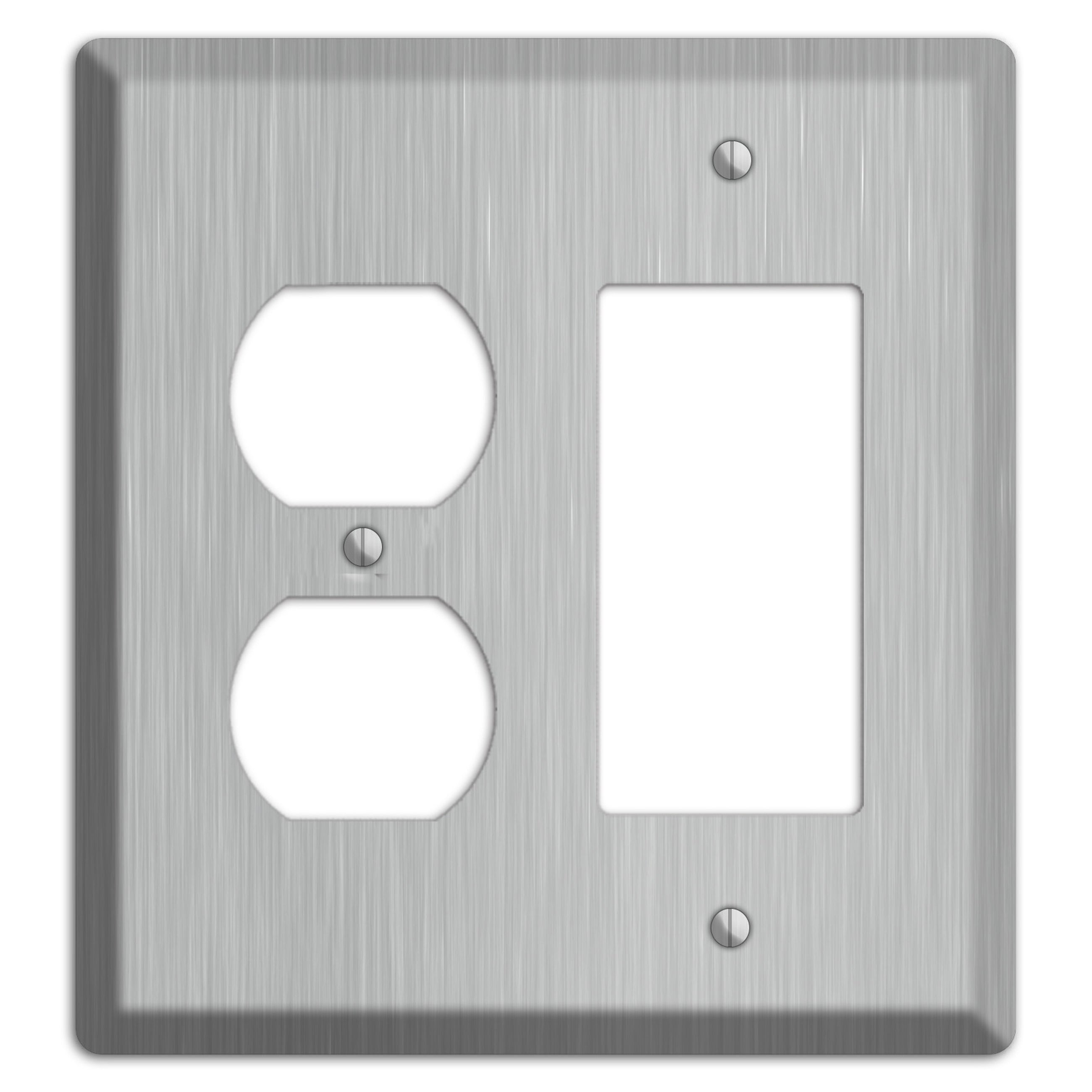 Brushed Stainless Steel Duplex / Rocker Wallplate