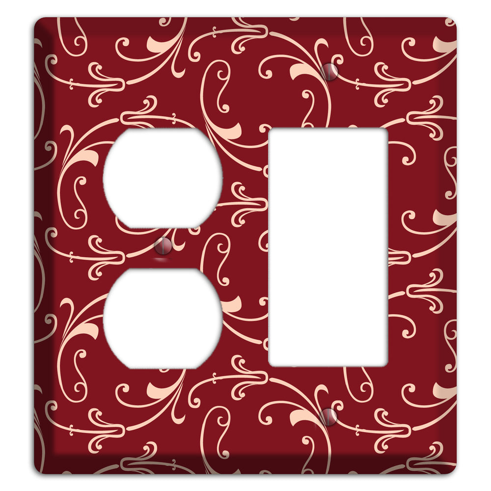 Burgundy Victorian Sprig Duplex / Rocker Wallplate