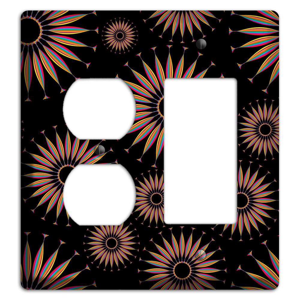 Black with Multi Suzani Duplex / Rocker Wallplate
