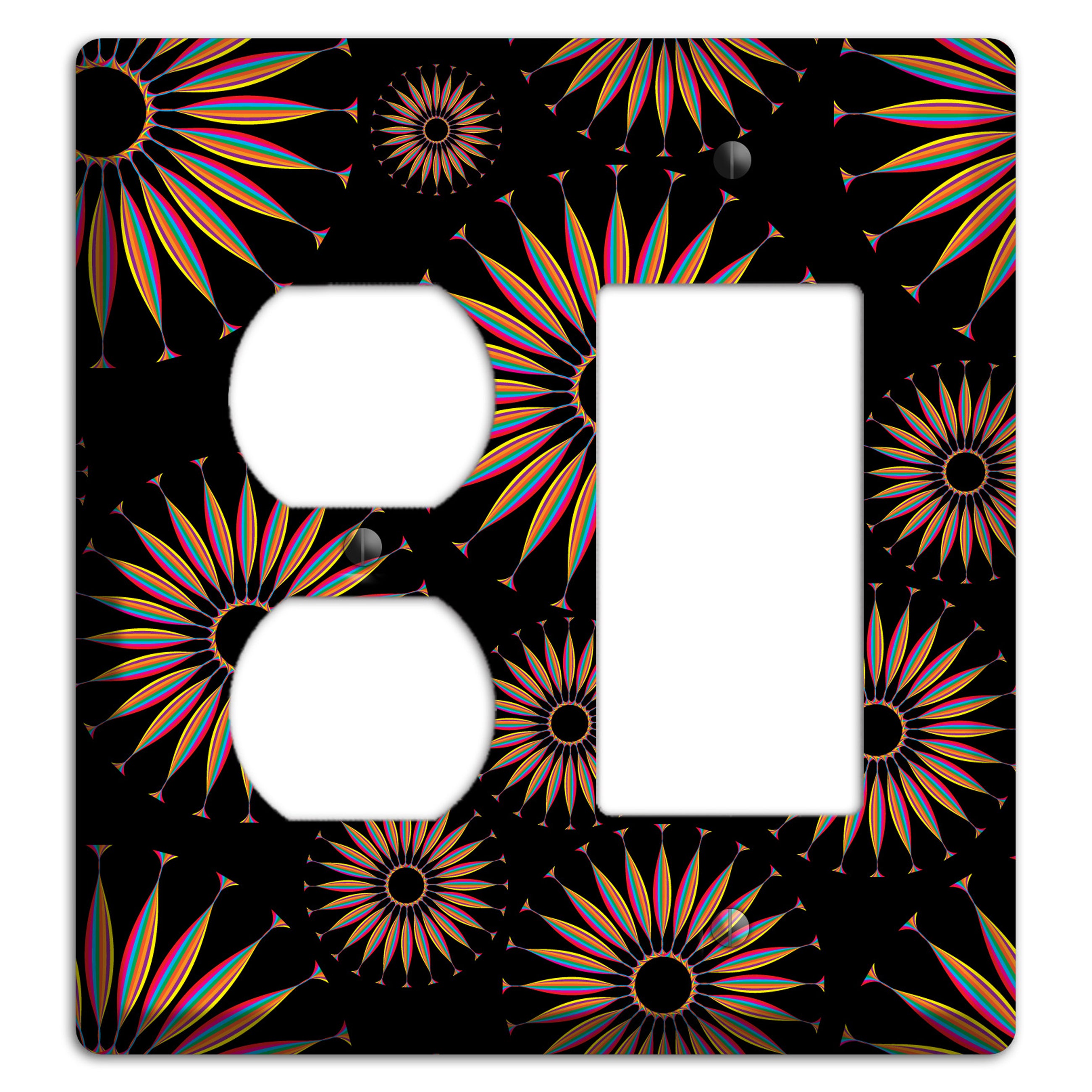 Black with Multi Suzani Duplex / Rocker Wallplate
