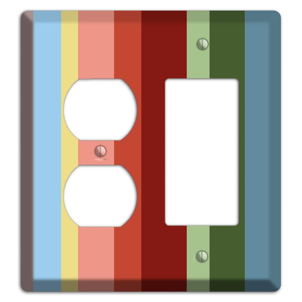 Multi Pastel Vertical Stripe Duplex / Rocker Wallplate