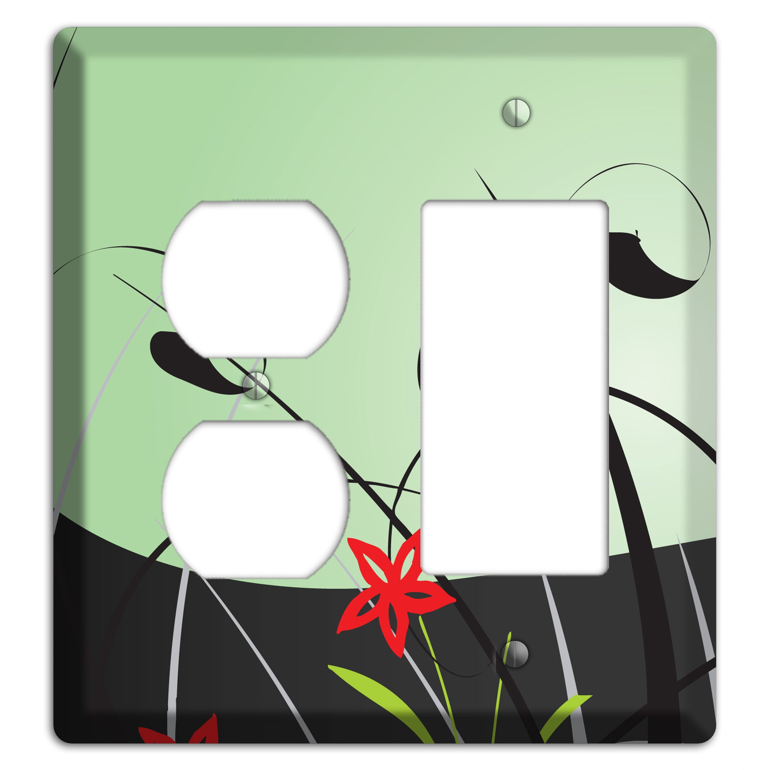 Mint Green Floral Sprig Duplex / Rocker Wallplate