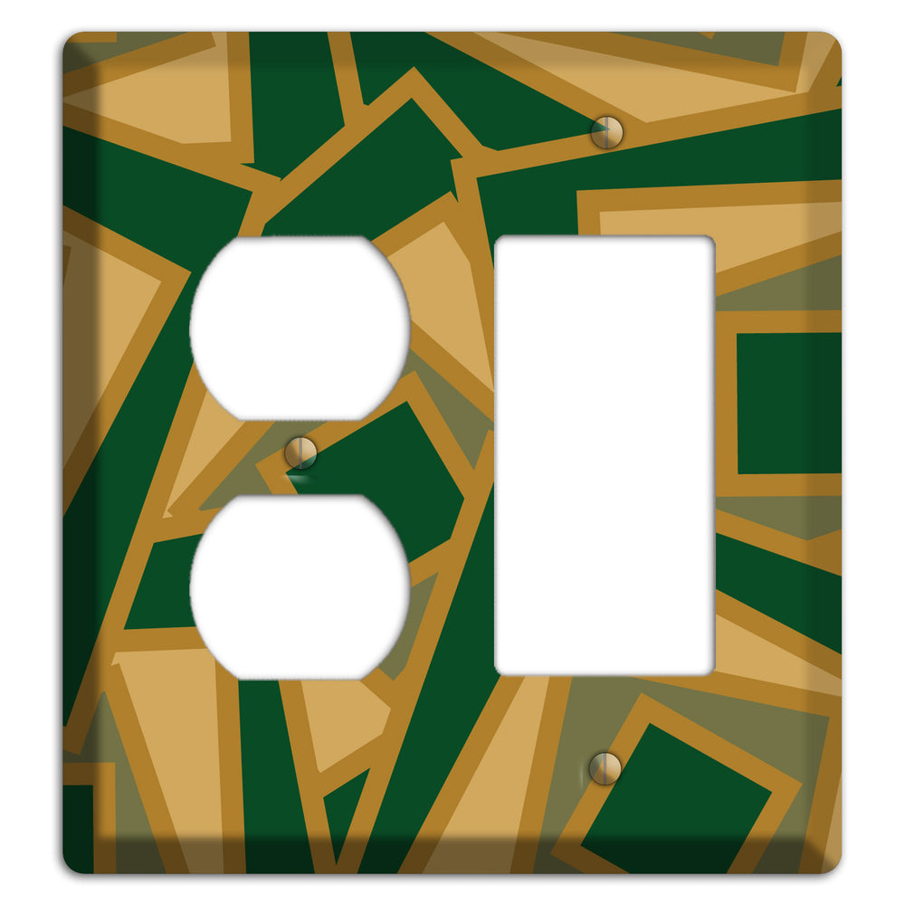 Green and Beige Retro Cubist Duplex / Rocker Wallplate