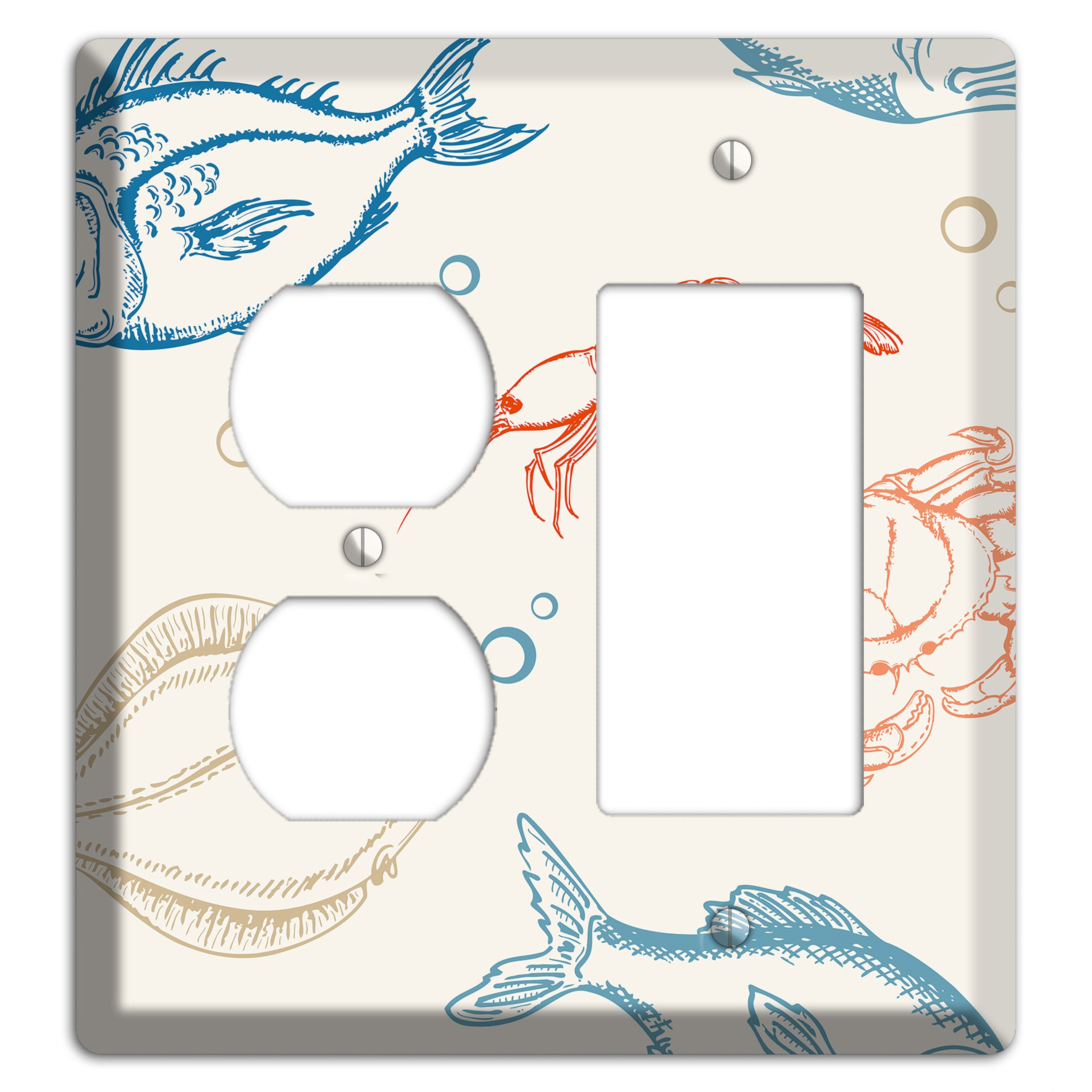Mixed Sea Life Style 1 Duplex / Rocker Wallplate