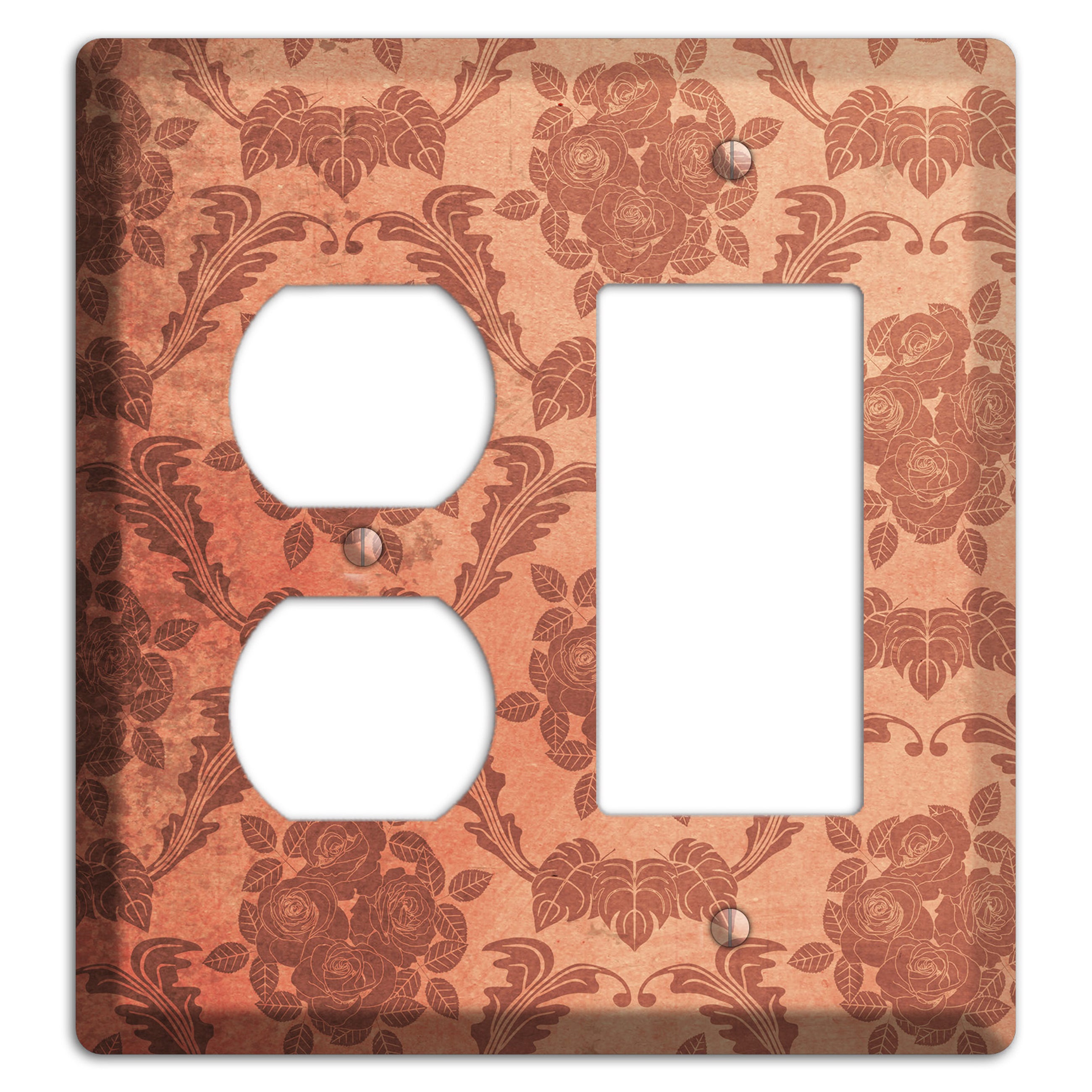 Contessa Vintage Rose Damask Duplex / Rocker Wallplate