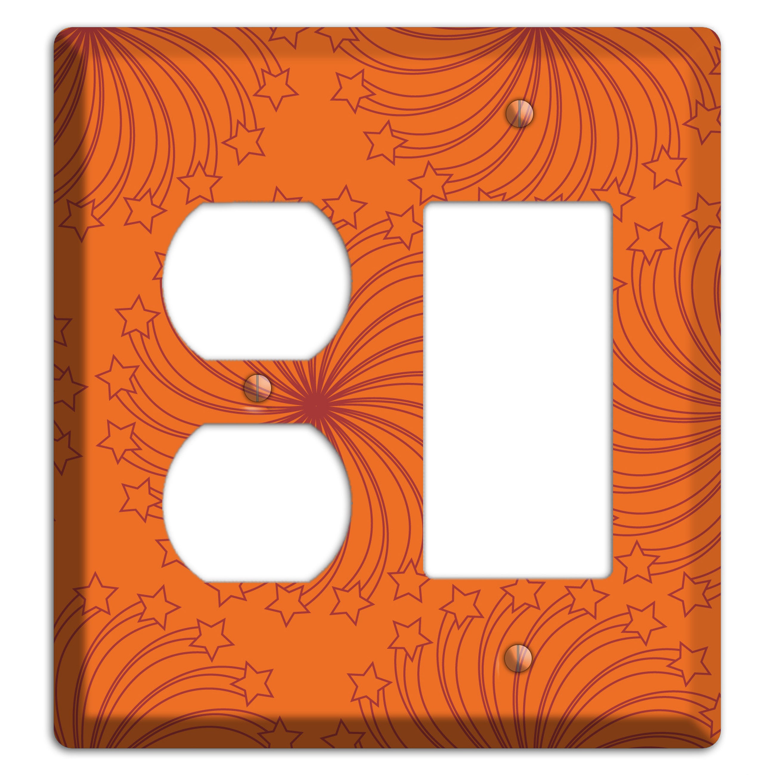 Multi Orange Star Swirl Duplex / Rocker Wallplate