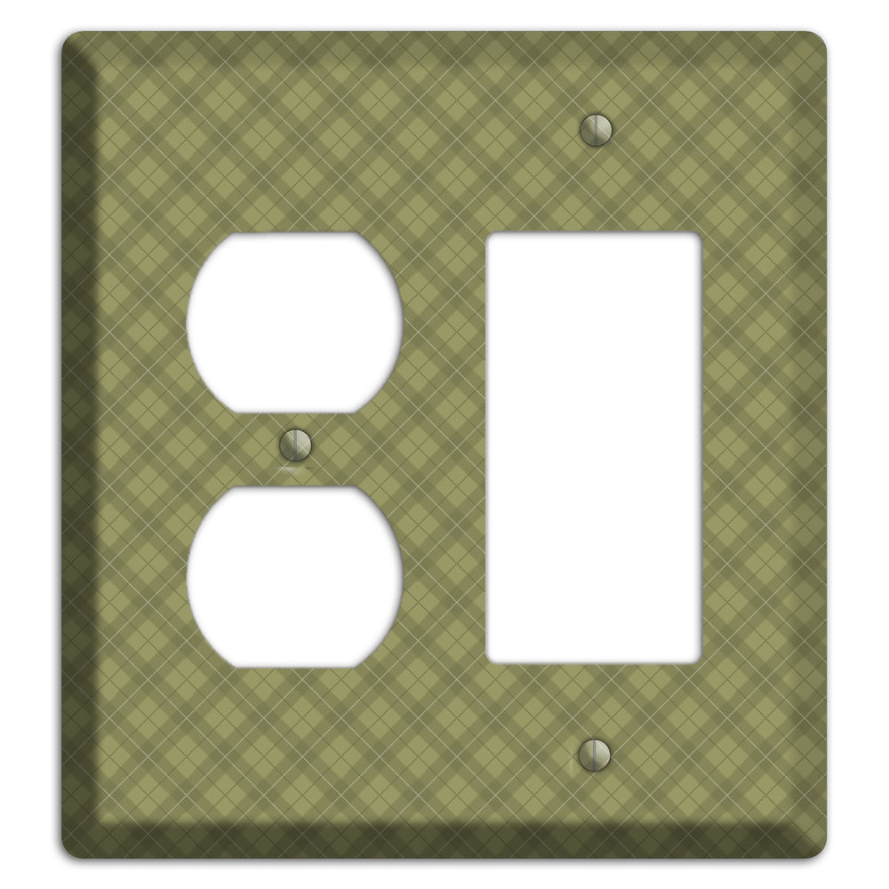 Green Plaid Duplex / Rocker Wallplate