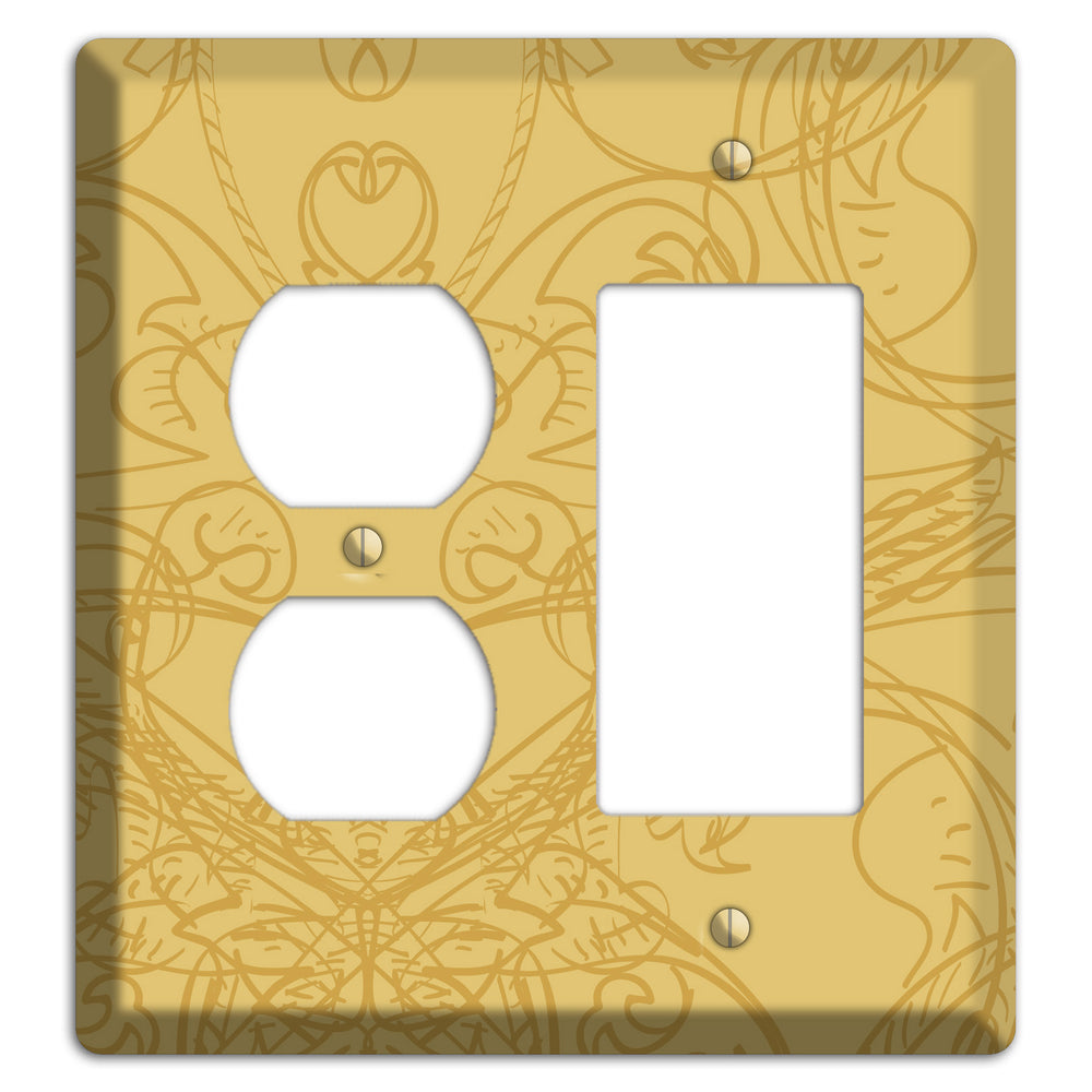 Beige Deco Sketch Duplex / Rocker Wallplate