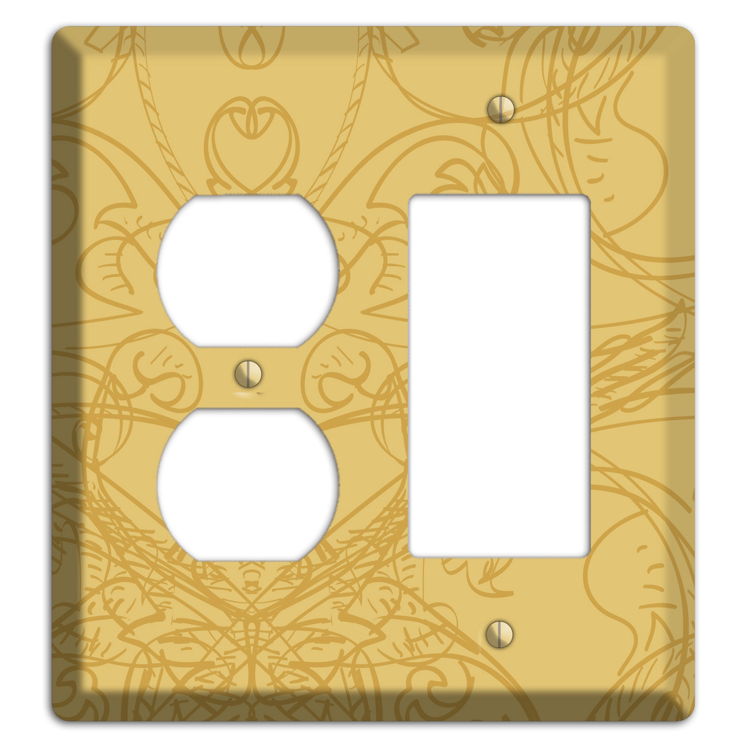 Beige Deco Sketch Duplex / Rocker Wallplate