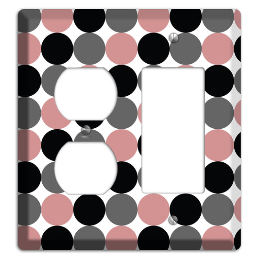 Grey Pink Black Tiled Dots Duplex / Rocker Wallplate