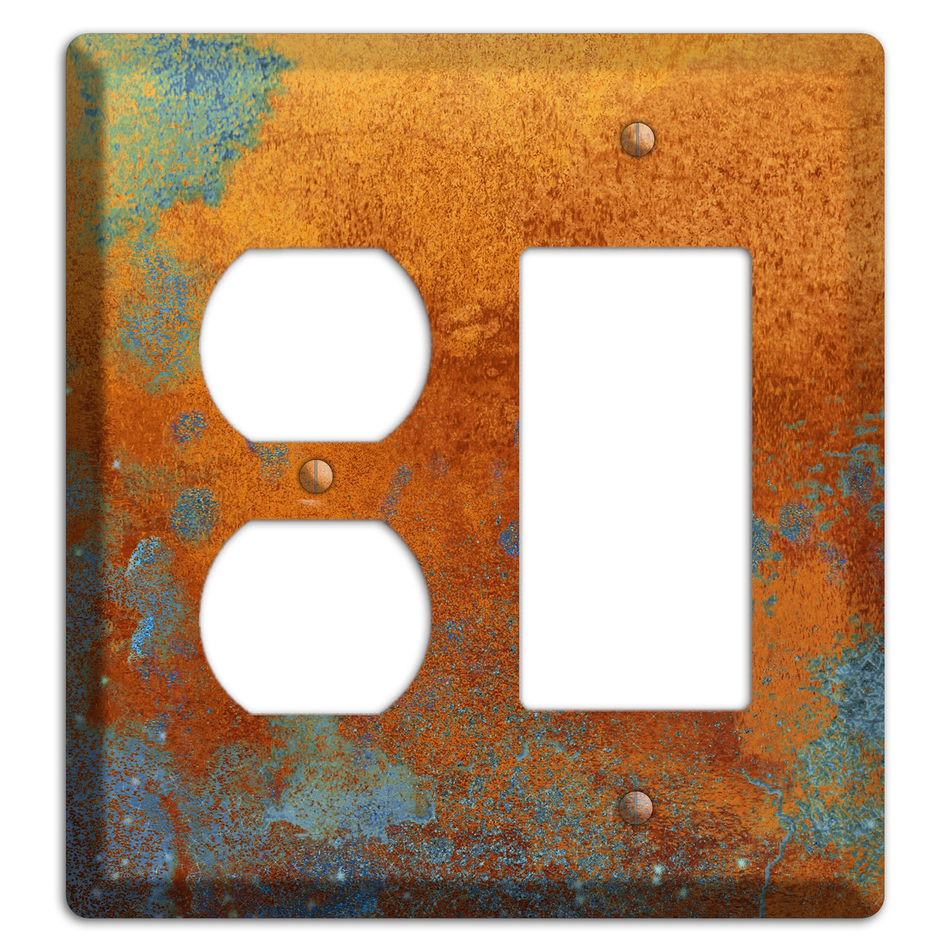 Antique Copper with Blue Duplex / Rocker Wallplate