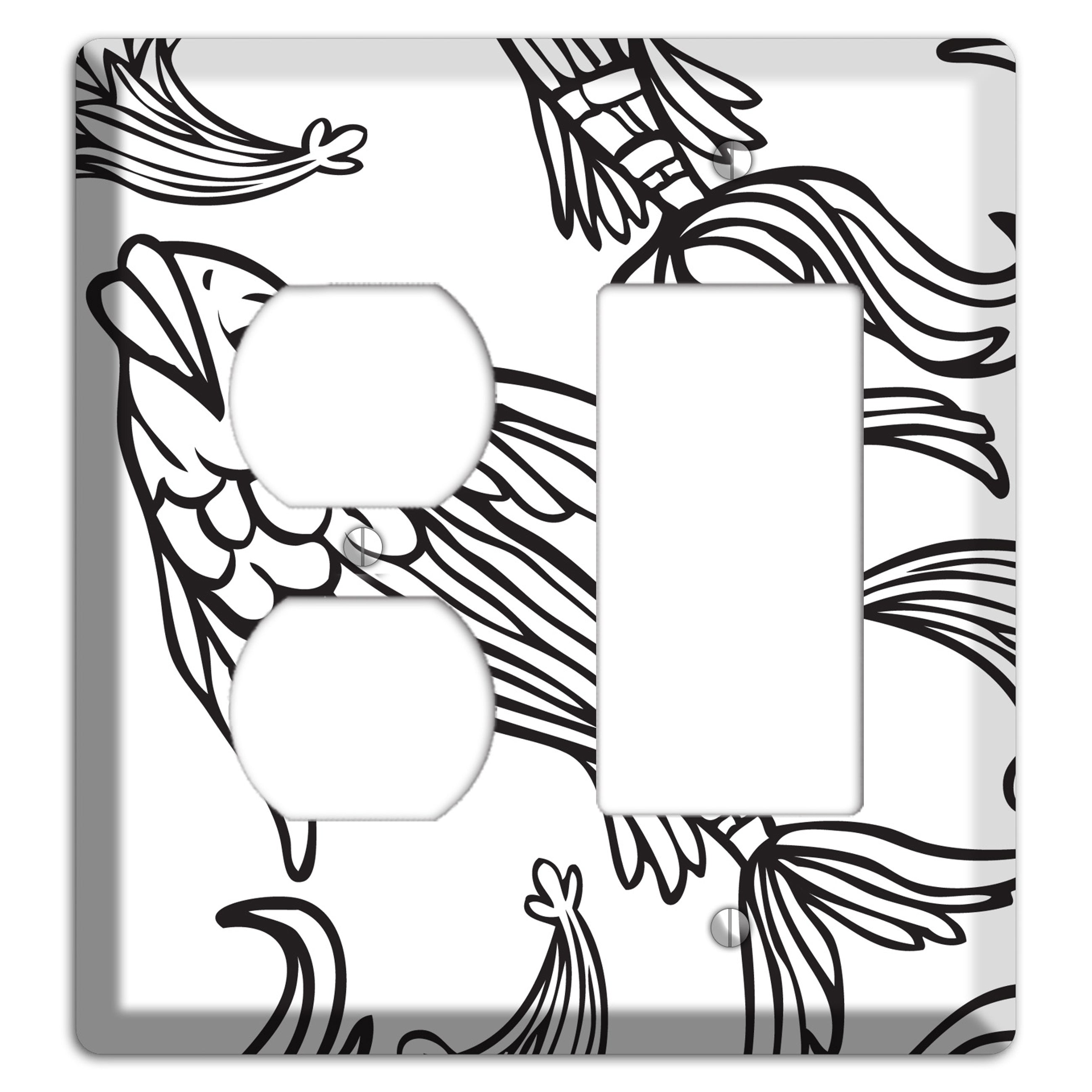 White and Black Koi Duplex / Rocker Wallplate