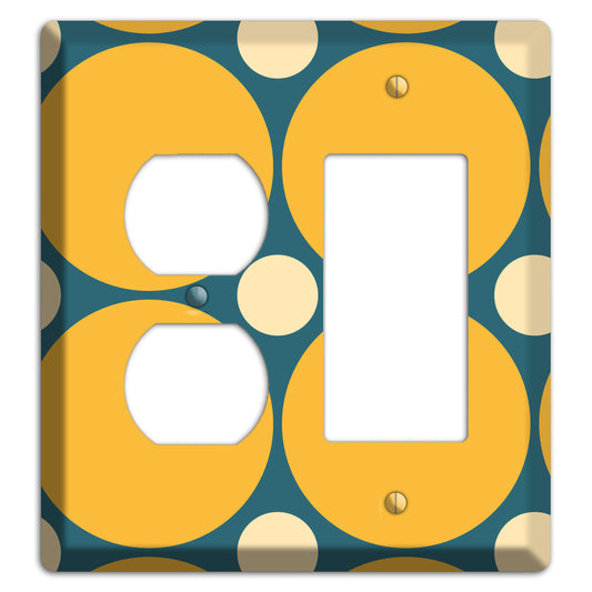 Jade with Mustard and Beige Multi Tiled Large Dots Duplex / Rocker Wallplate