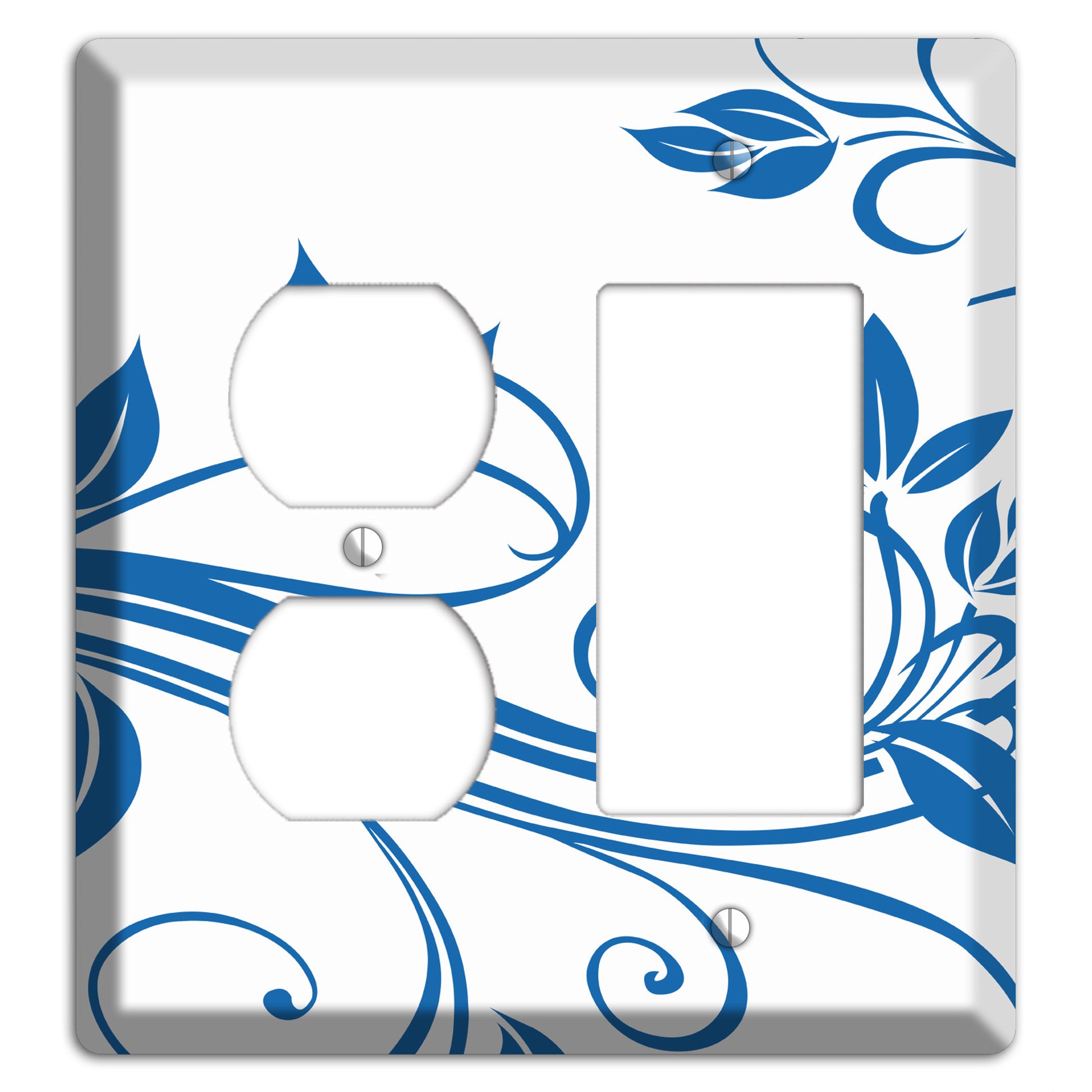 Black and White Sprig Duplex / Rocker Wallplate