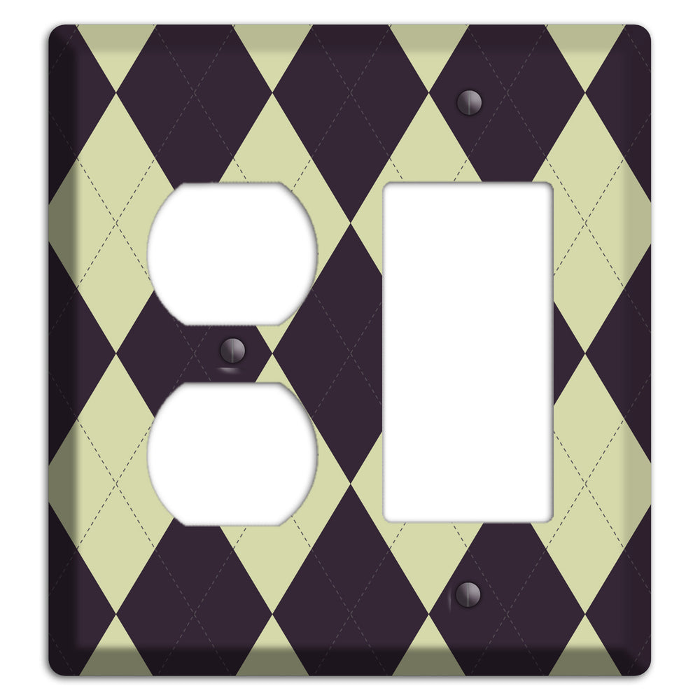 Beige Argyle Duplex / Rocker Wallplate