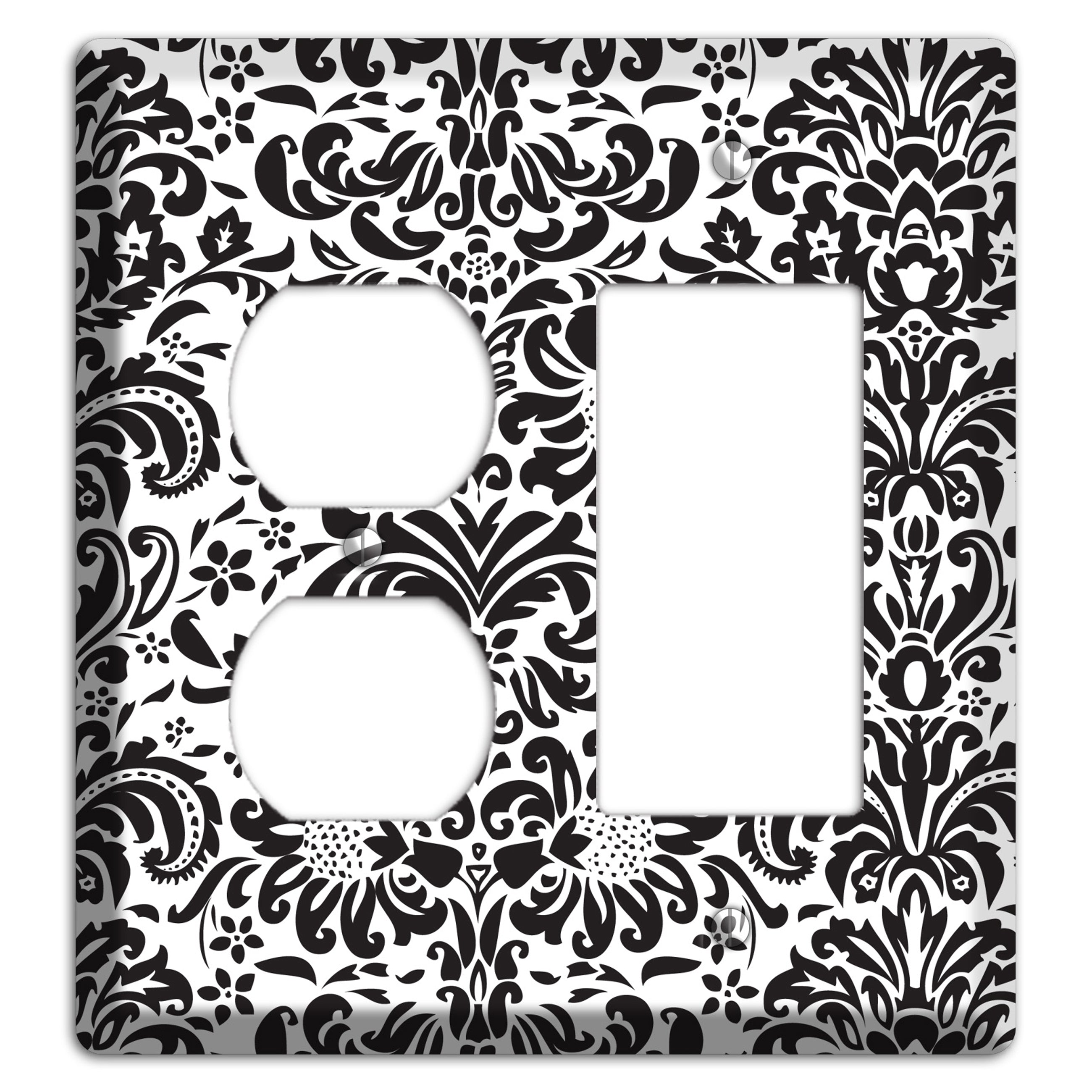 White with Black Toile Duplex / Rocker Wallplate