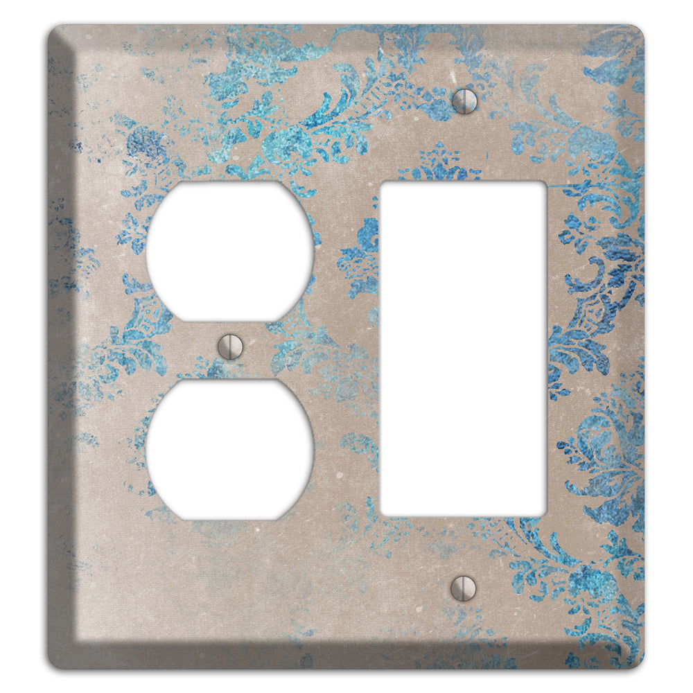 Pewter Whimsical Damask Duplex / Rocker Wallplate