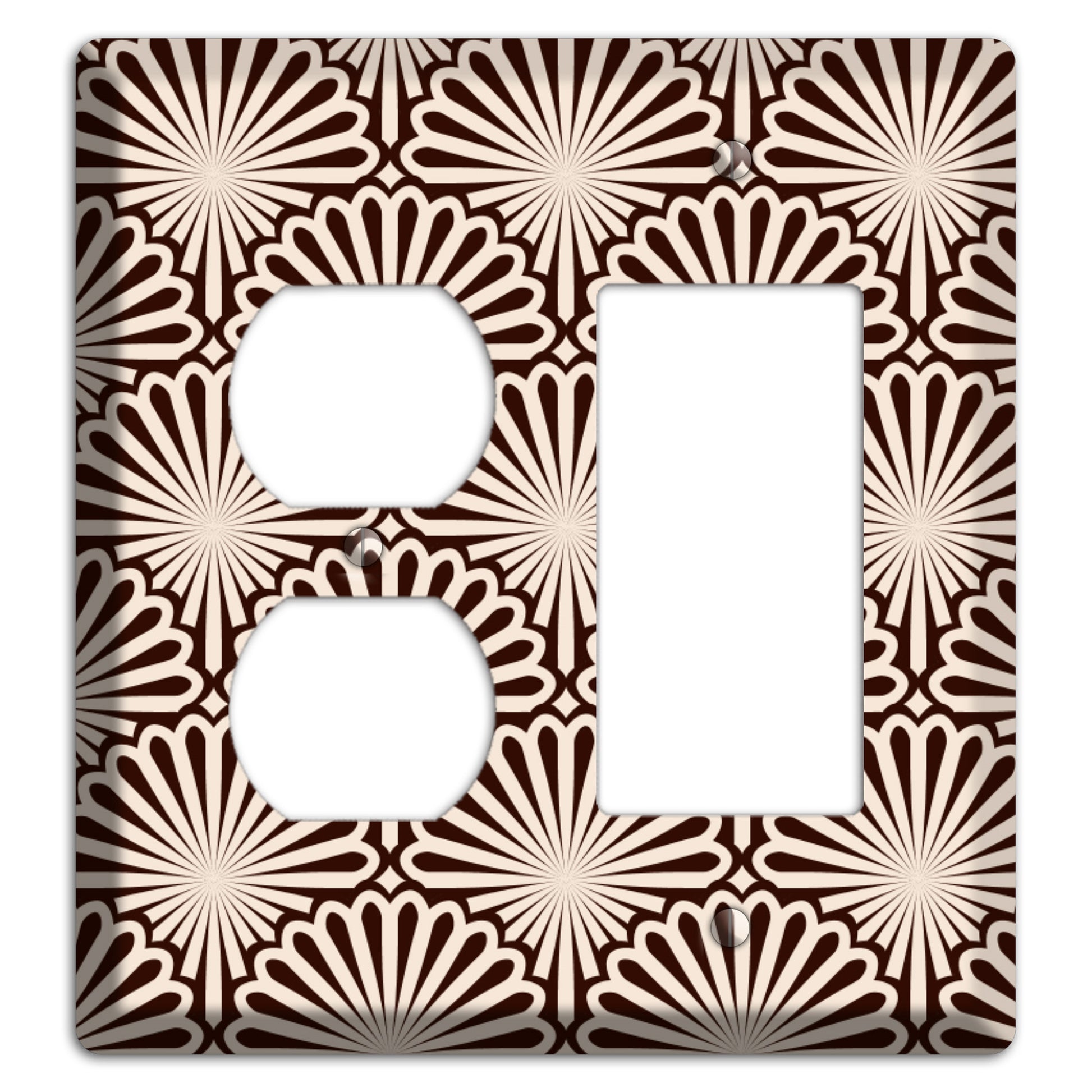 Black and White Deco Scallop Fans Duplex / Rocker Wallplate