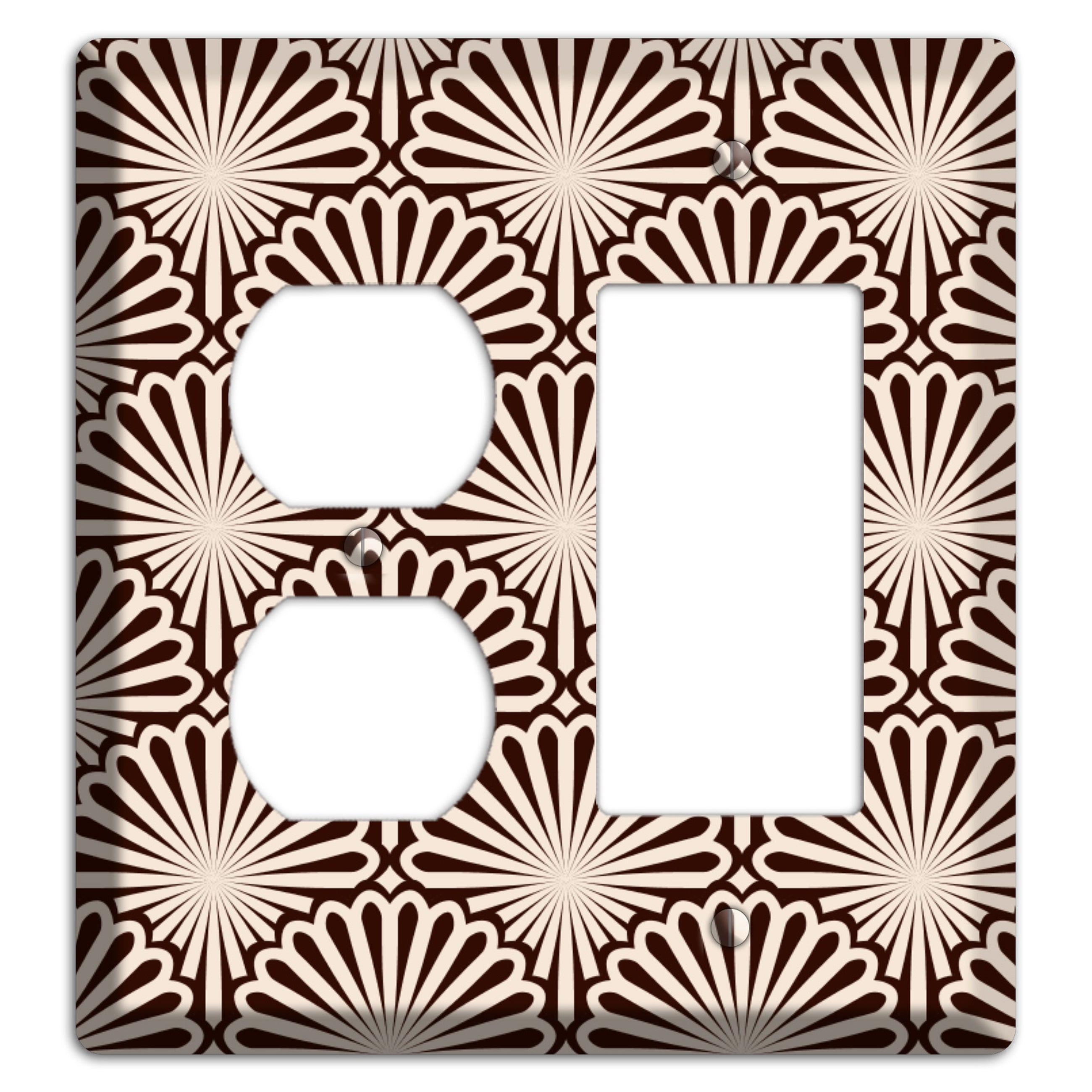 Black and White Deco Scallop Fans Duplex / Rocker Wallplate