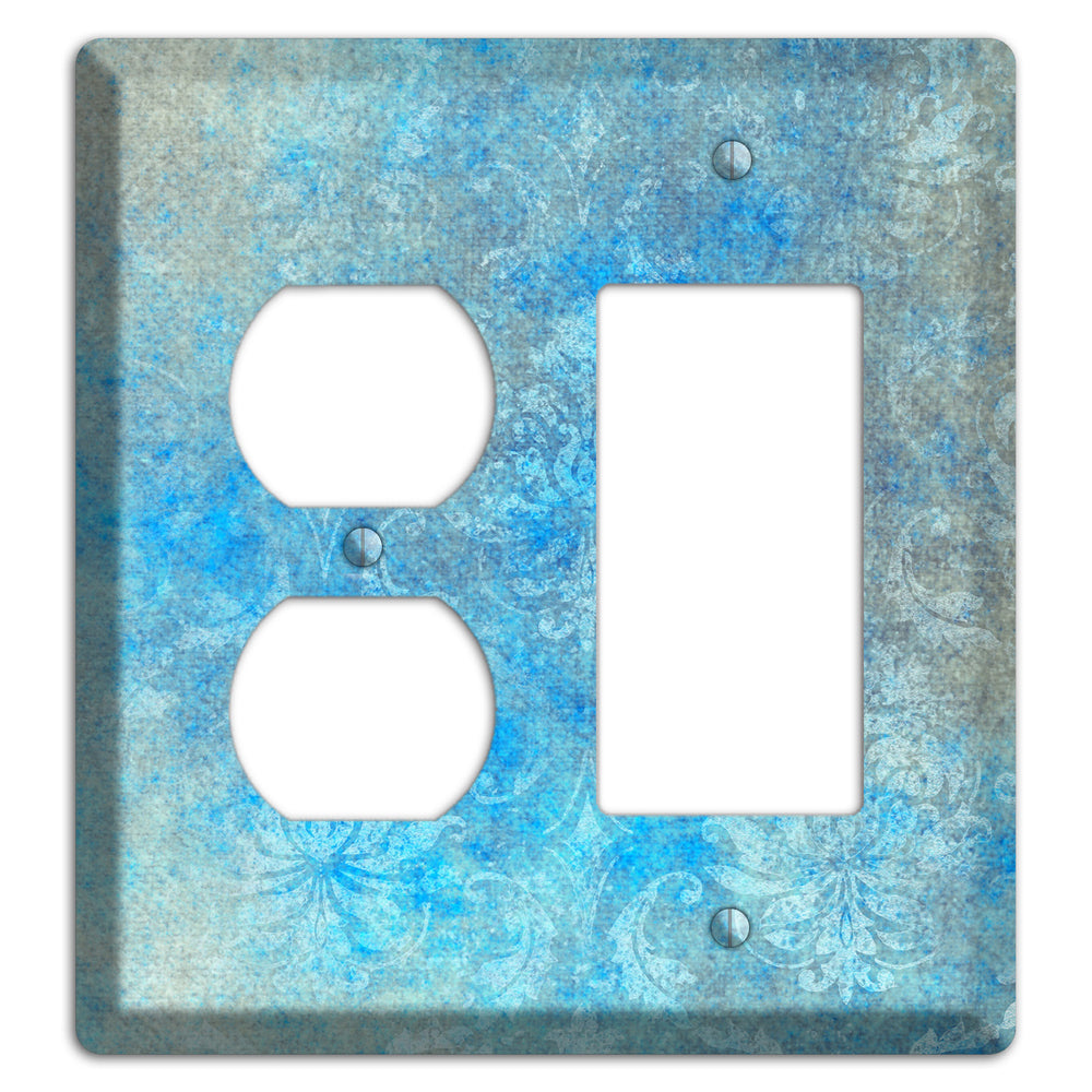 Picton Blue Whimsical Damask Duplex / Rocker Wallplate