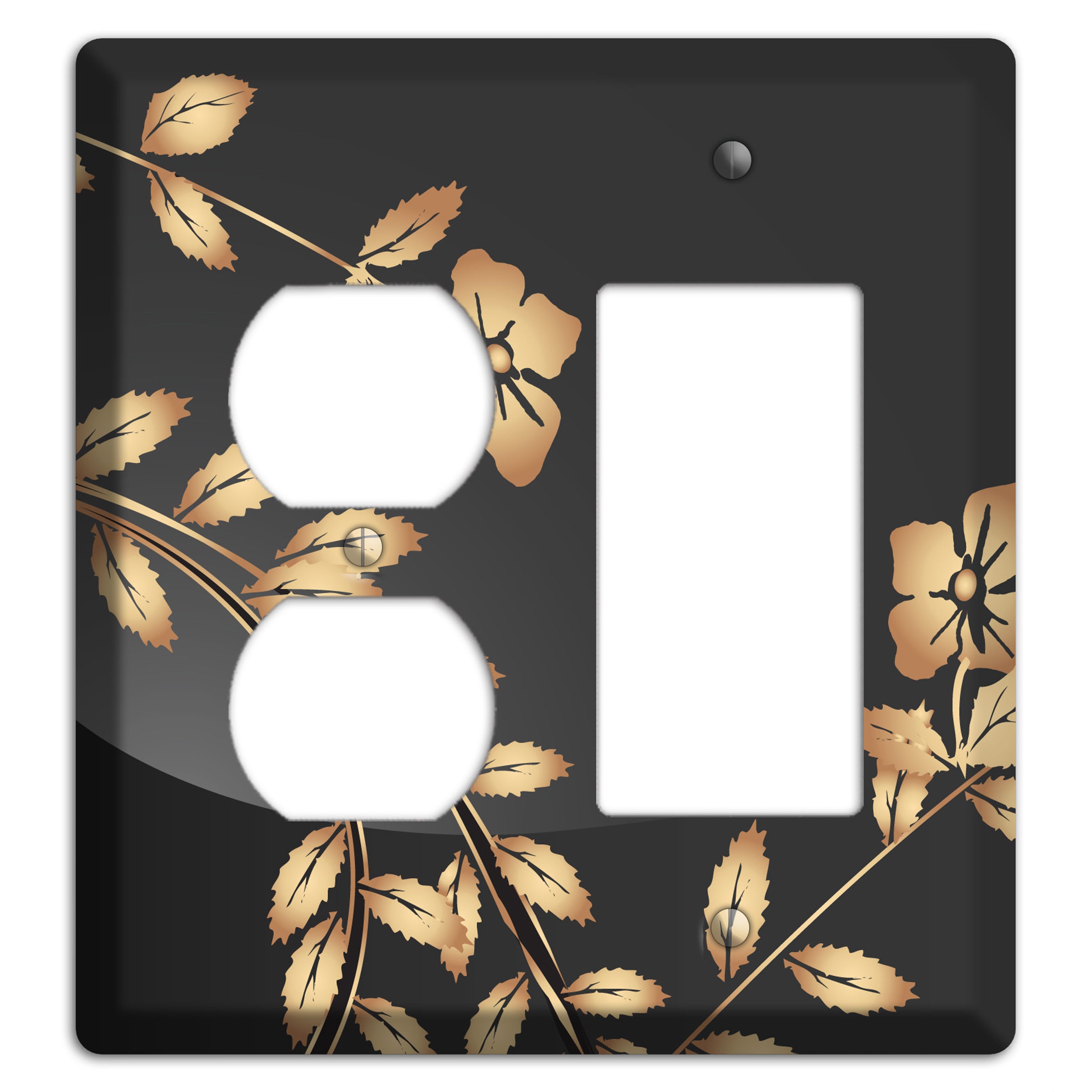 Black Sprig Duplex / Rocker Wallplate