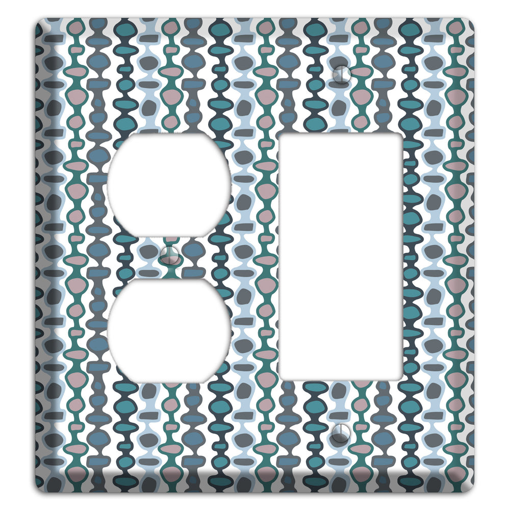 Grey and Multi Blue Bead and Reel Duplex / Rocker Wallplate