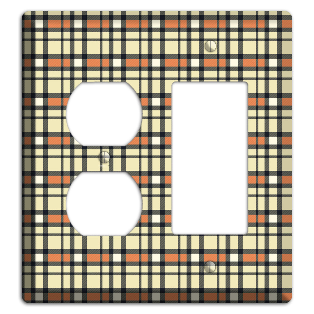 Beige and Brown Plaid Duplex / Rocker Wallplate
