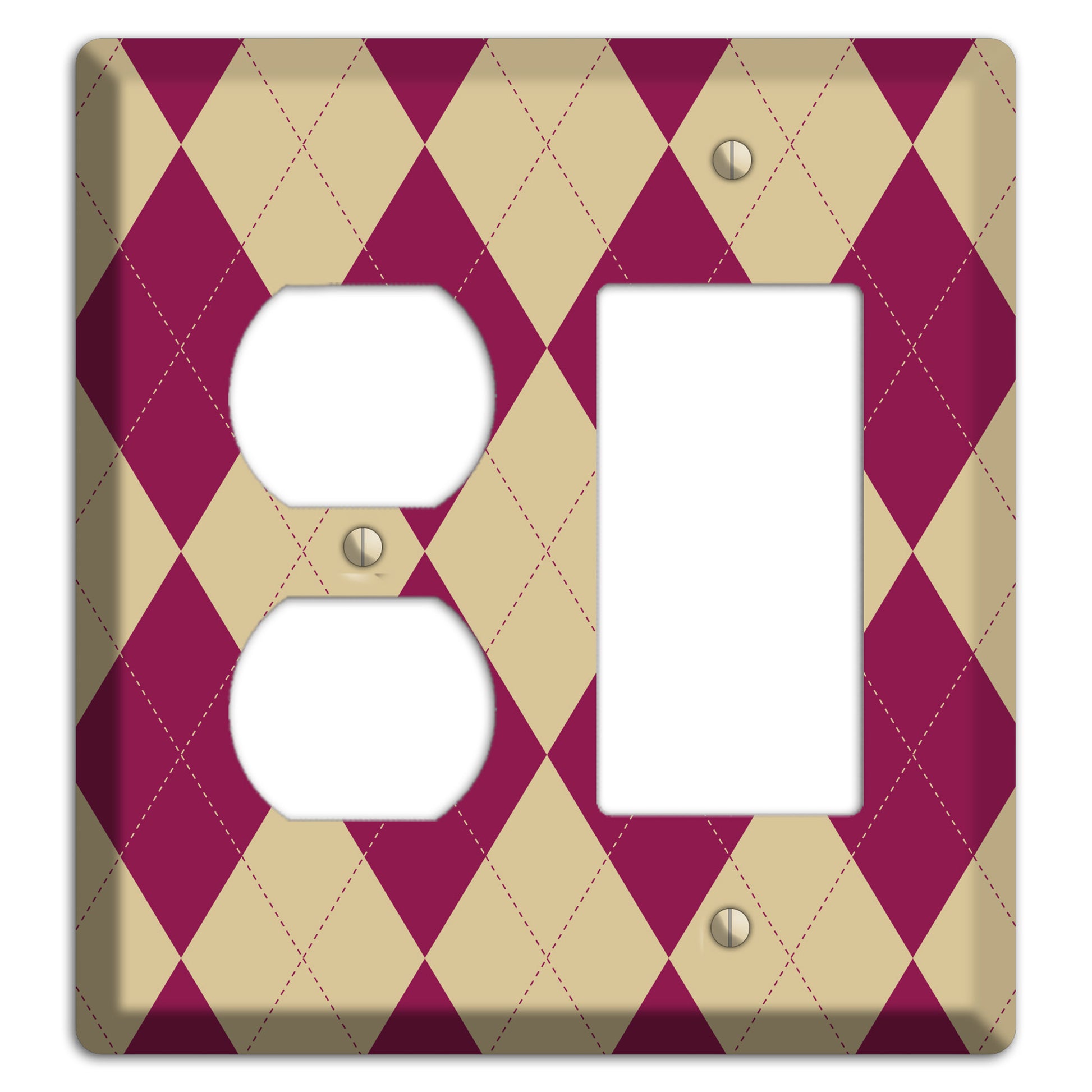 Red and Tan Argyle Duplex / Rocker Wallplate