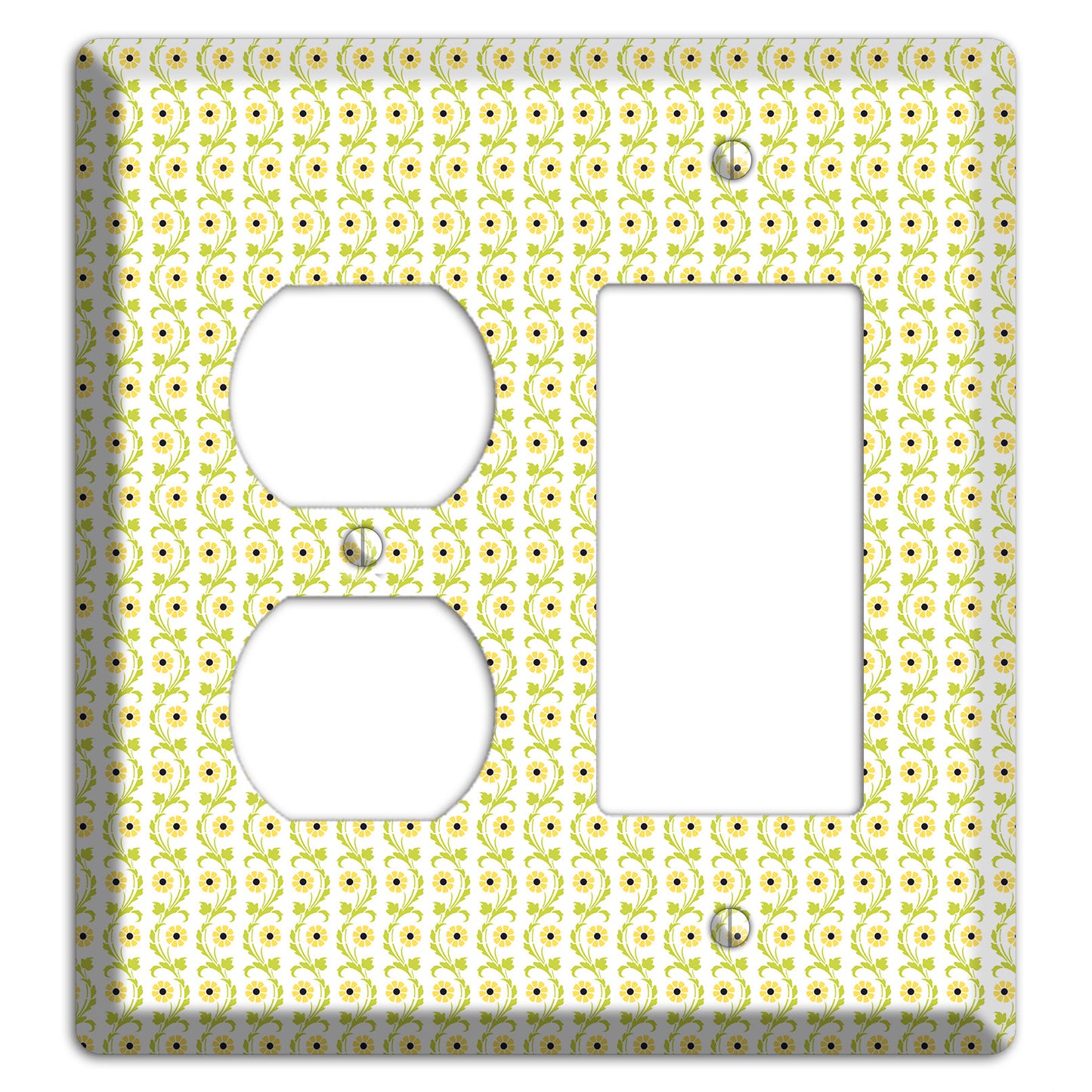 Tiny Yellow and Green Retro Sprig Duplex / Rocker Wallplate