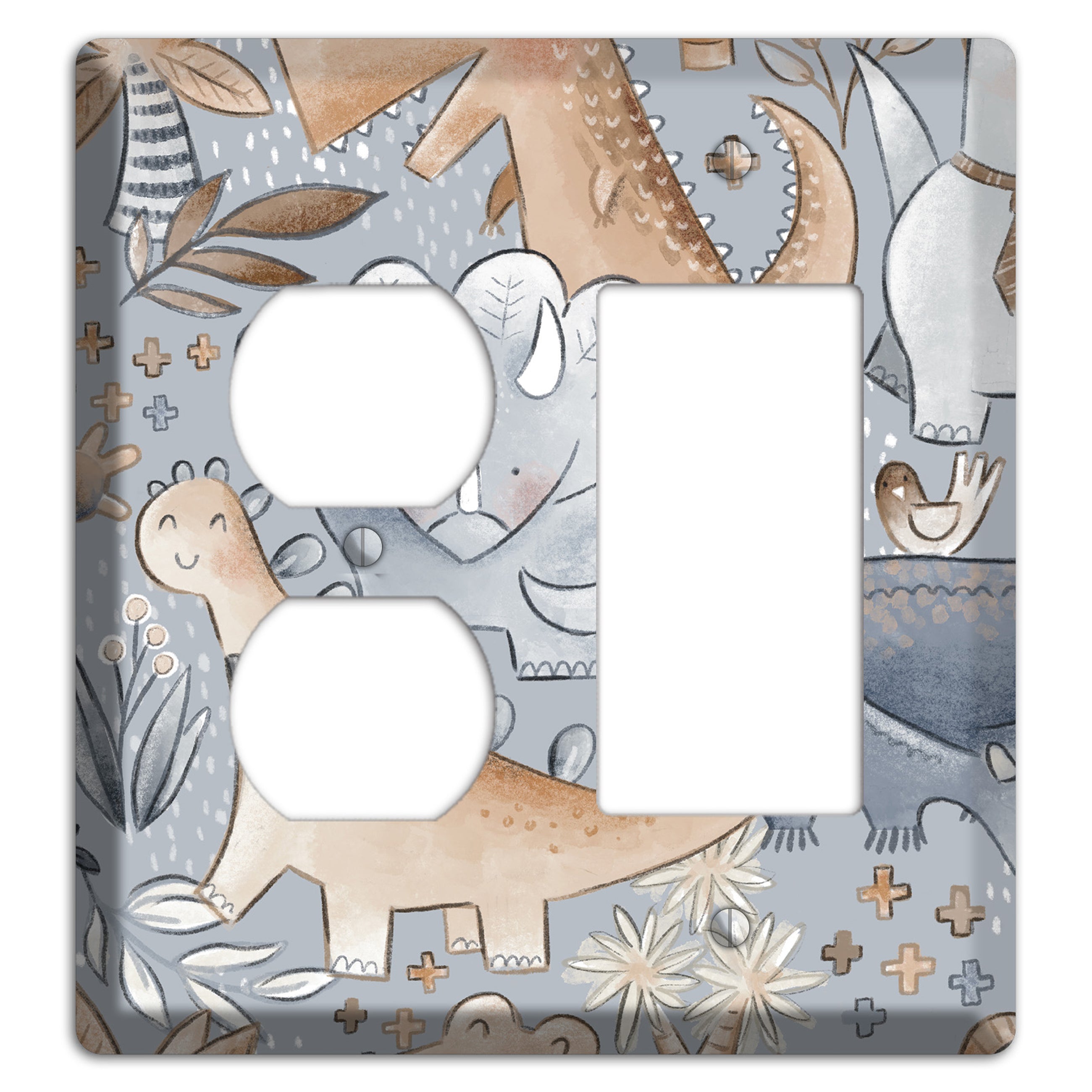 Dinosaur Friends Duplex / Rocker Wallplate