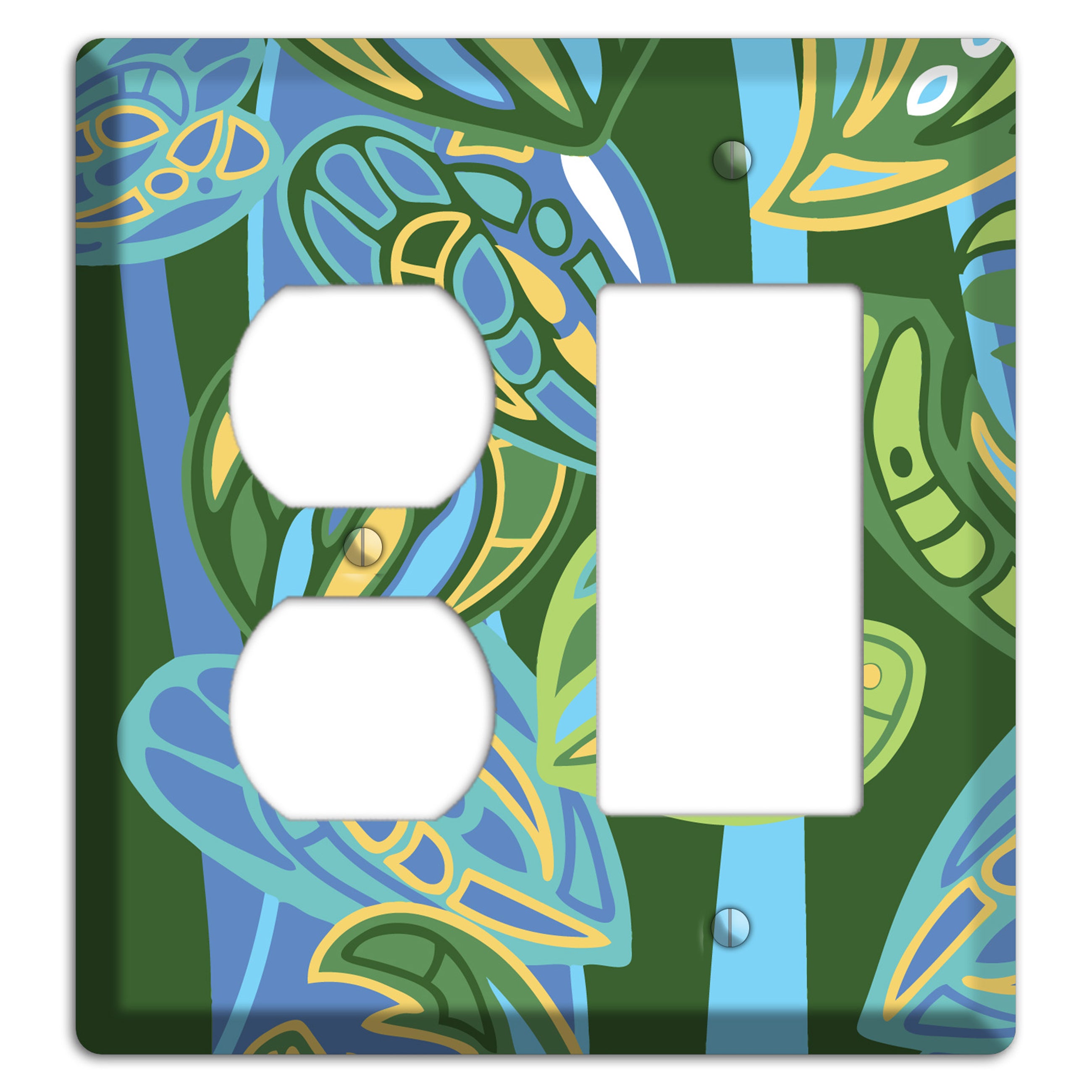 Pacific Blue and Green Duplex / Rocker Wallplate