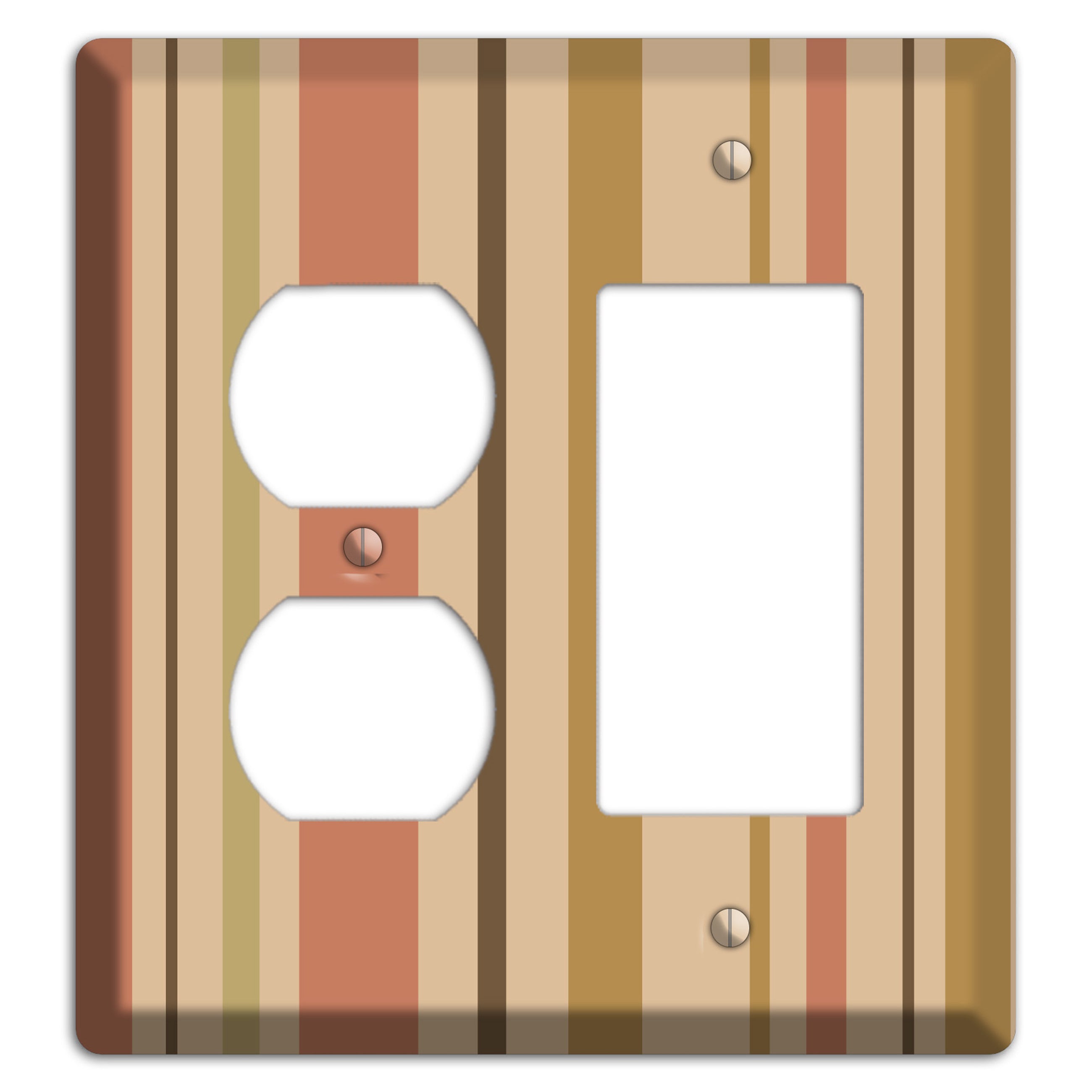 Multi Dusty Pink Vertical Stripes Duplex / Rocker Wallplate