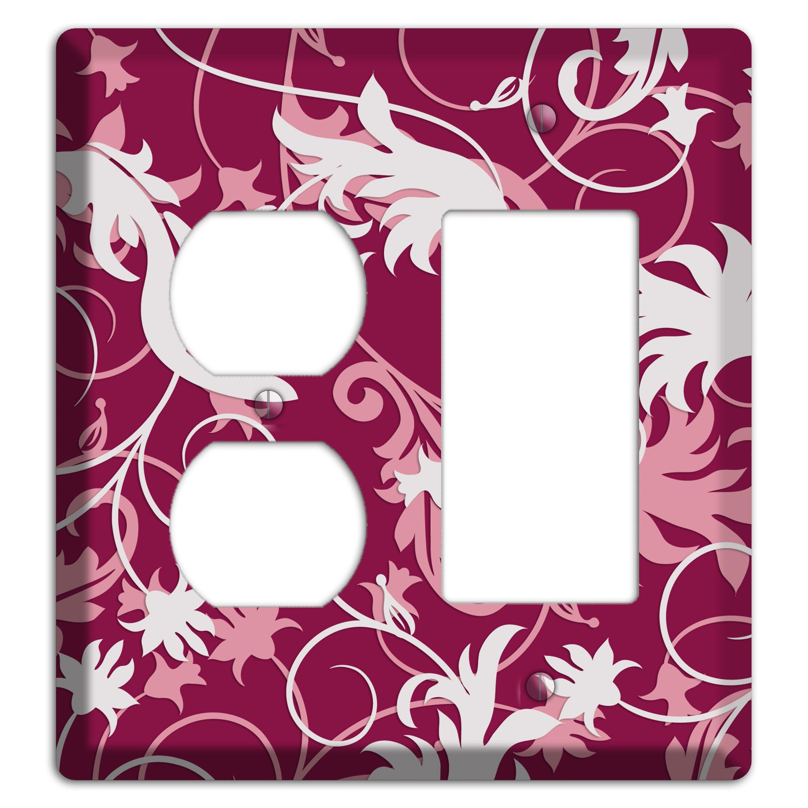 Fuschia and Pink Victorian Sprig Duplex / Rocker Wallplate