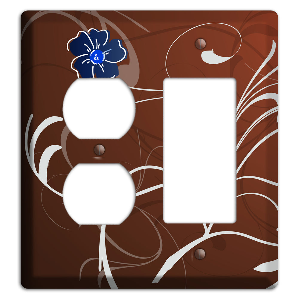 Brown Flower with Swirl Duplex / Rocker Wallplate