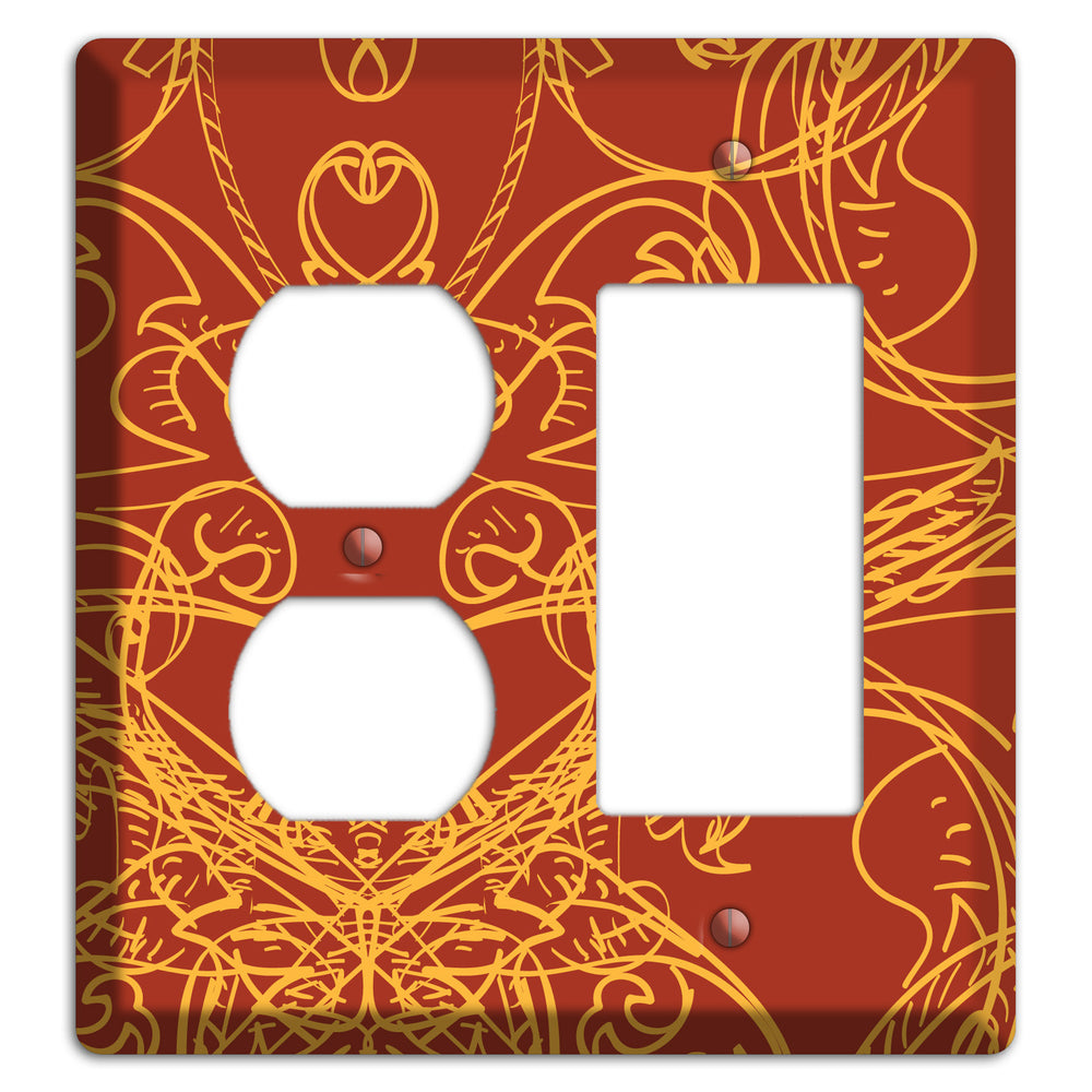 Red Deco Sketch Duplex / Rocker Wallplate