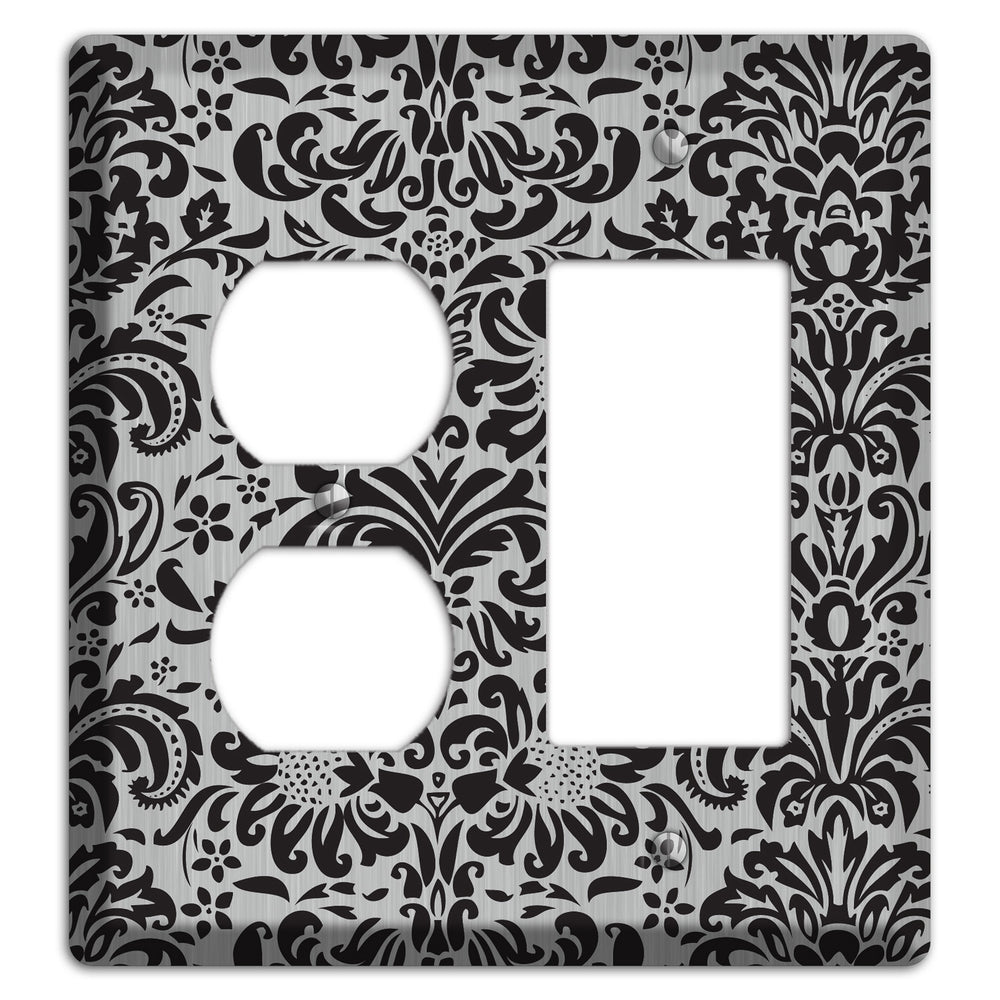 Black Toile Stainless Steel Duplex / Rocker Wallplate