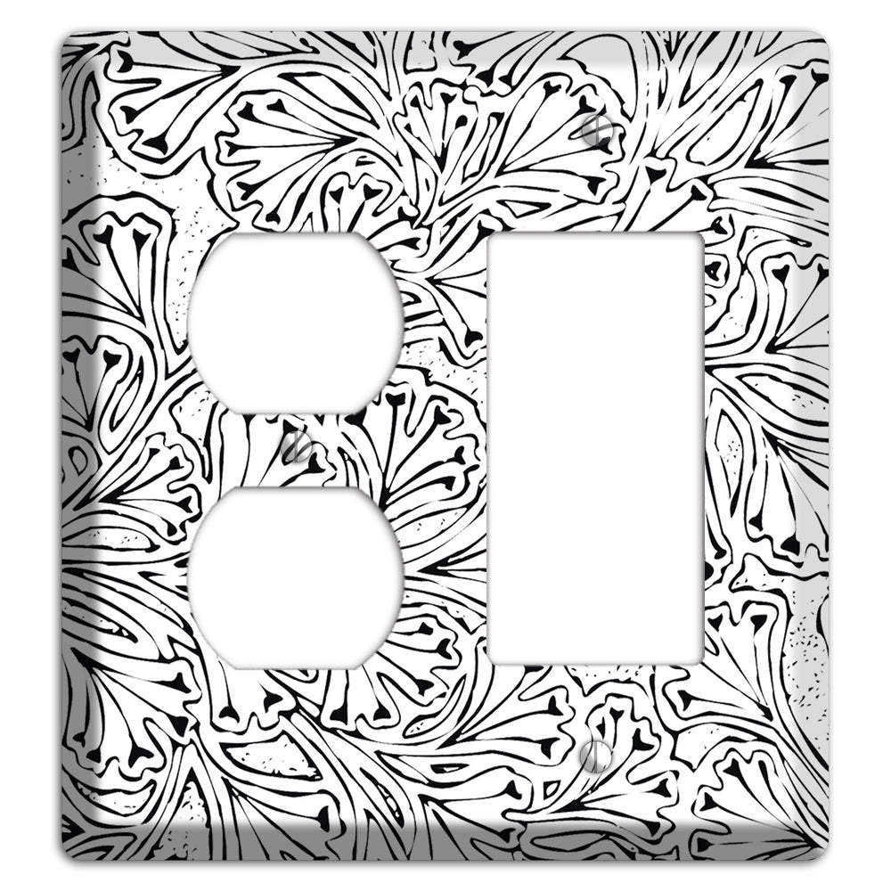 Deco Aqua Interlocking Floral Duplex / Rocker Wallplate