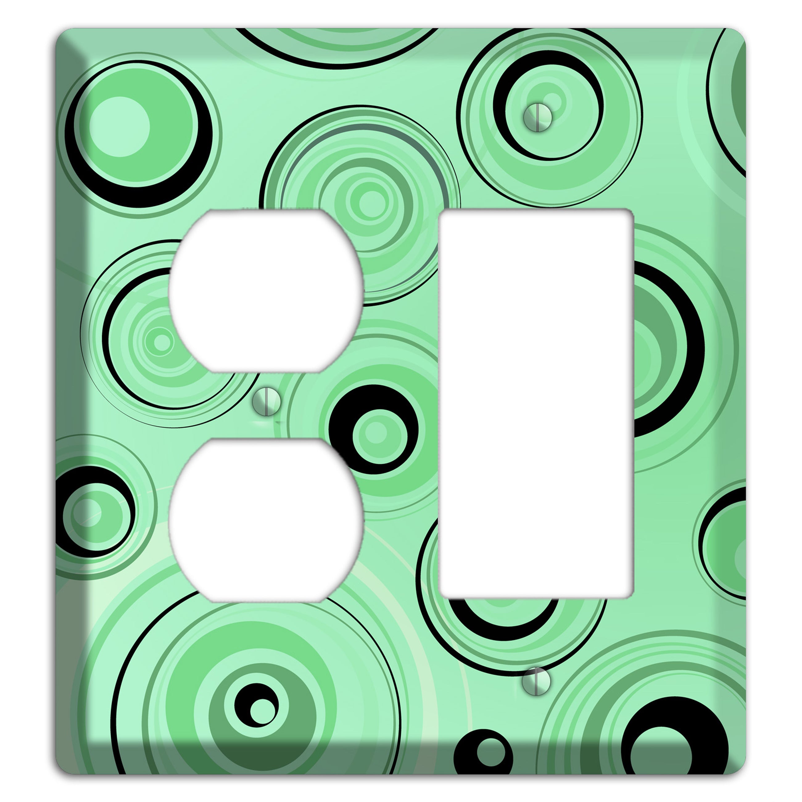 Mint Green Circles Duplex / Rocker Wallplate