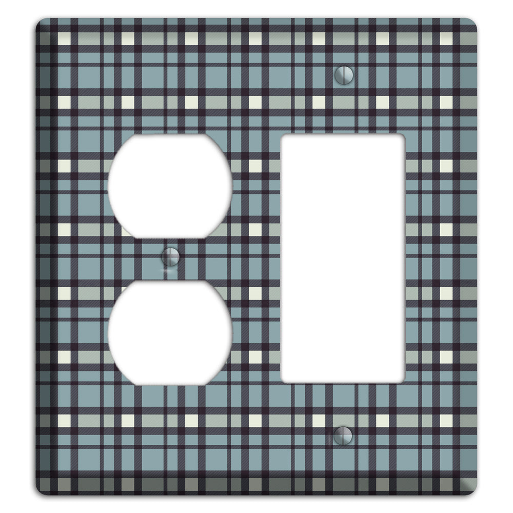 Dusty Blue Plaid Duplex / Rocker Wallplate